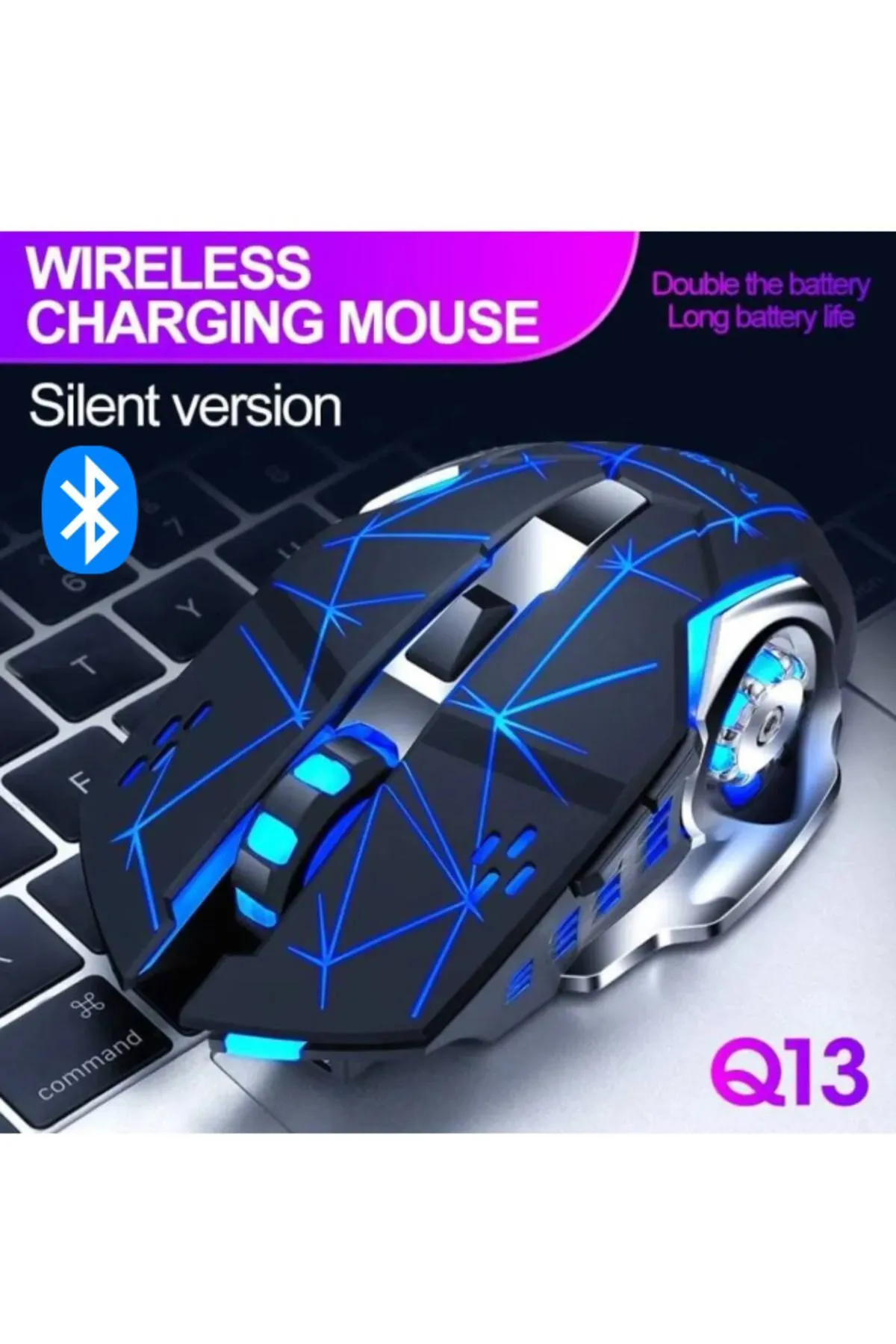 starnewstore Kmx Modlu Kablosuz Bluetooth Mouse Rgb Ledli Şarj Edilebilir Sessiz Tıklama Mouse Starjyx 803371