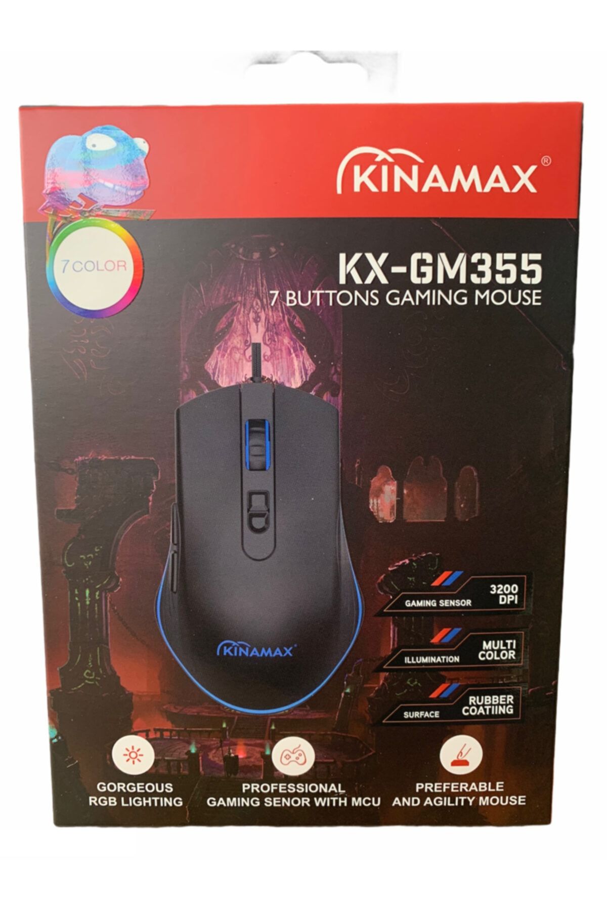 ATAELEKTRONİK Kınamax 7 Color 7 Button 3200dpi Siyah Profesyonel 7d Gaming Oyuncu 1.5 Metre Kablolu