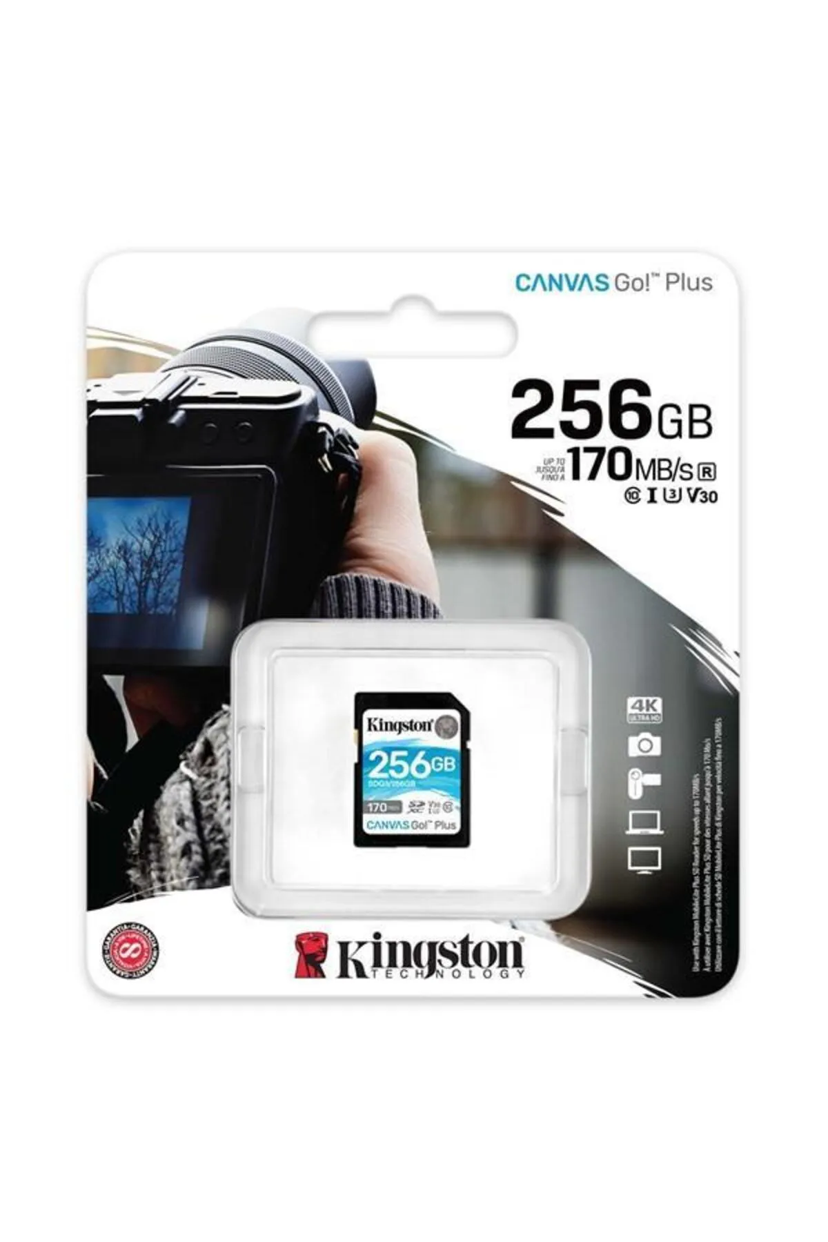 Kingston Kıngston Sd 256gb Canvas Go Sdg3/256gb Class10 Hafıza Kartı