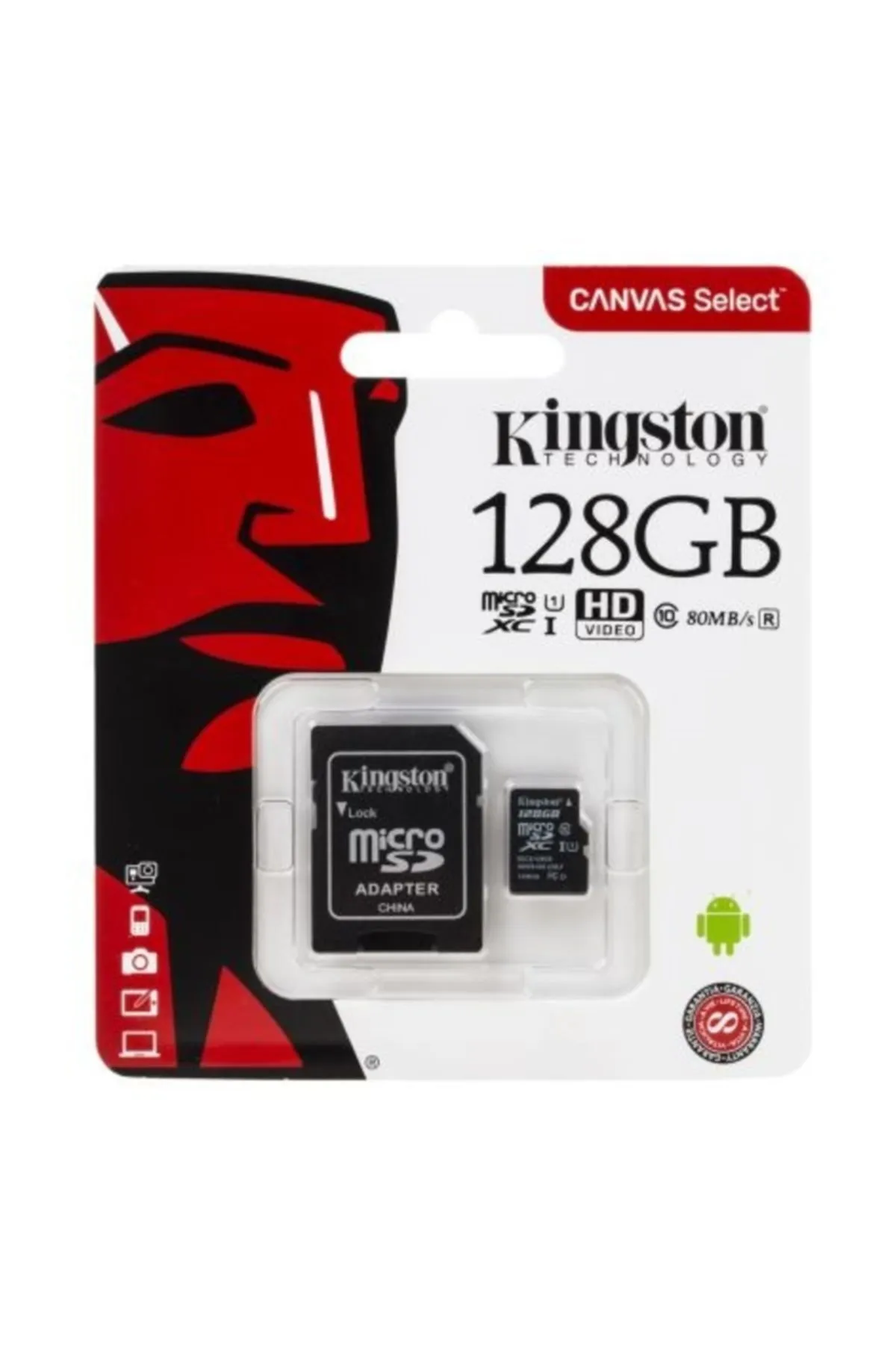 Kingstone Kıngston Sdcs/128gb Cl10 Microsd (sd Adaptörlü)