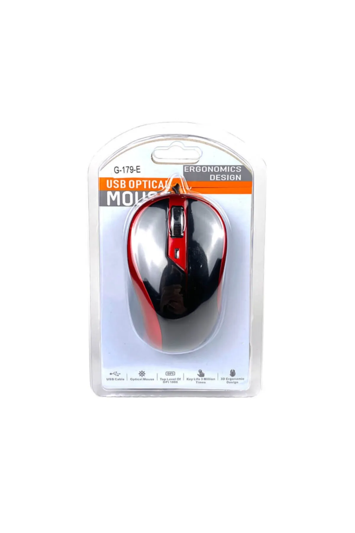 WOZLO Koodmax Ergonomik Usb Optik Kablolu Mouse 1000 Dpı - Kırmızı