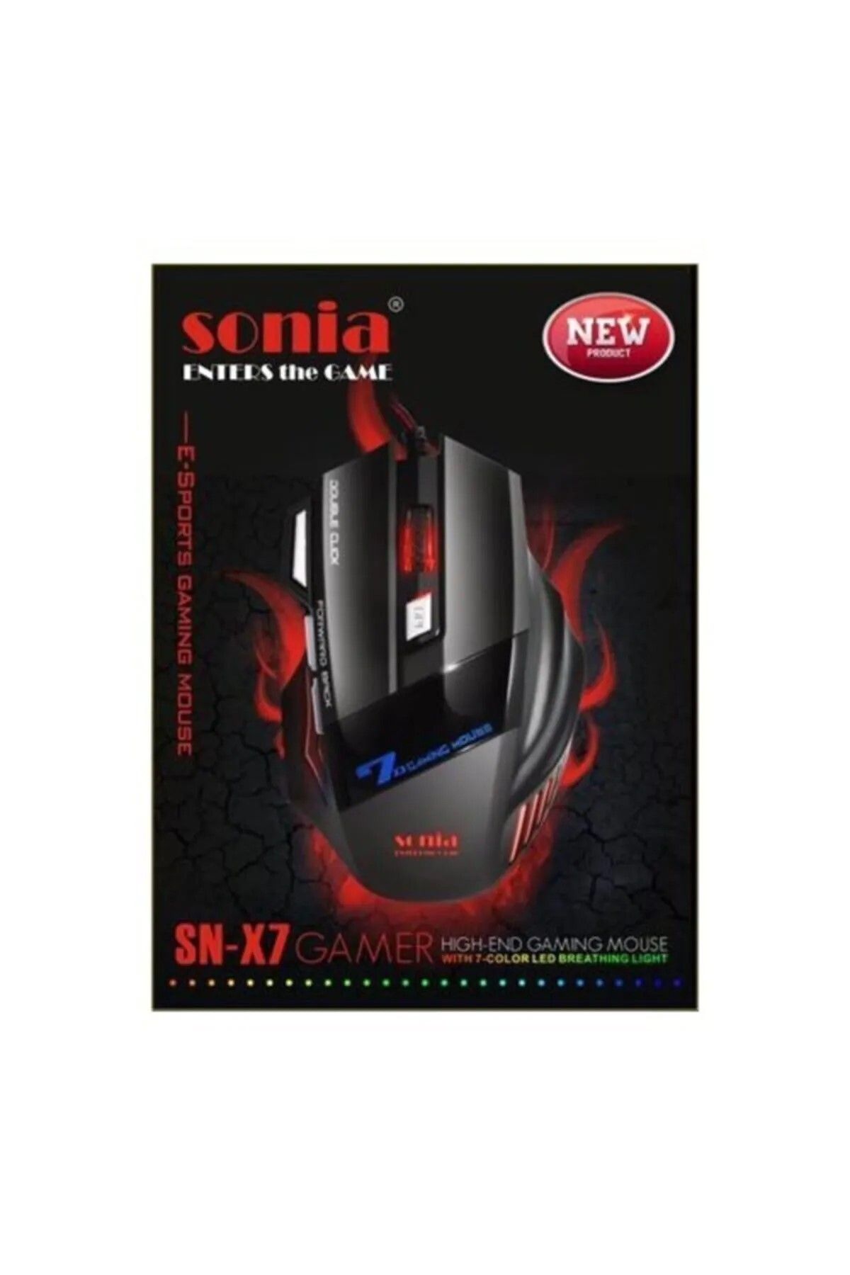 Sonia Kırmızı Işıklı Kablolu Gaming Oyuncu Mouse SN-X7