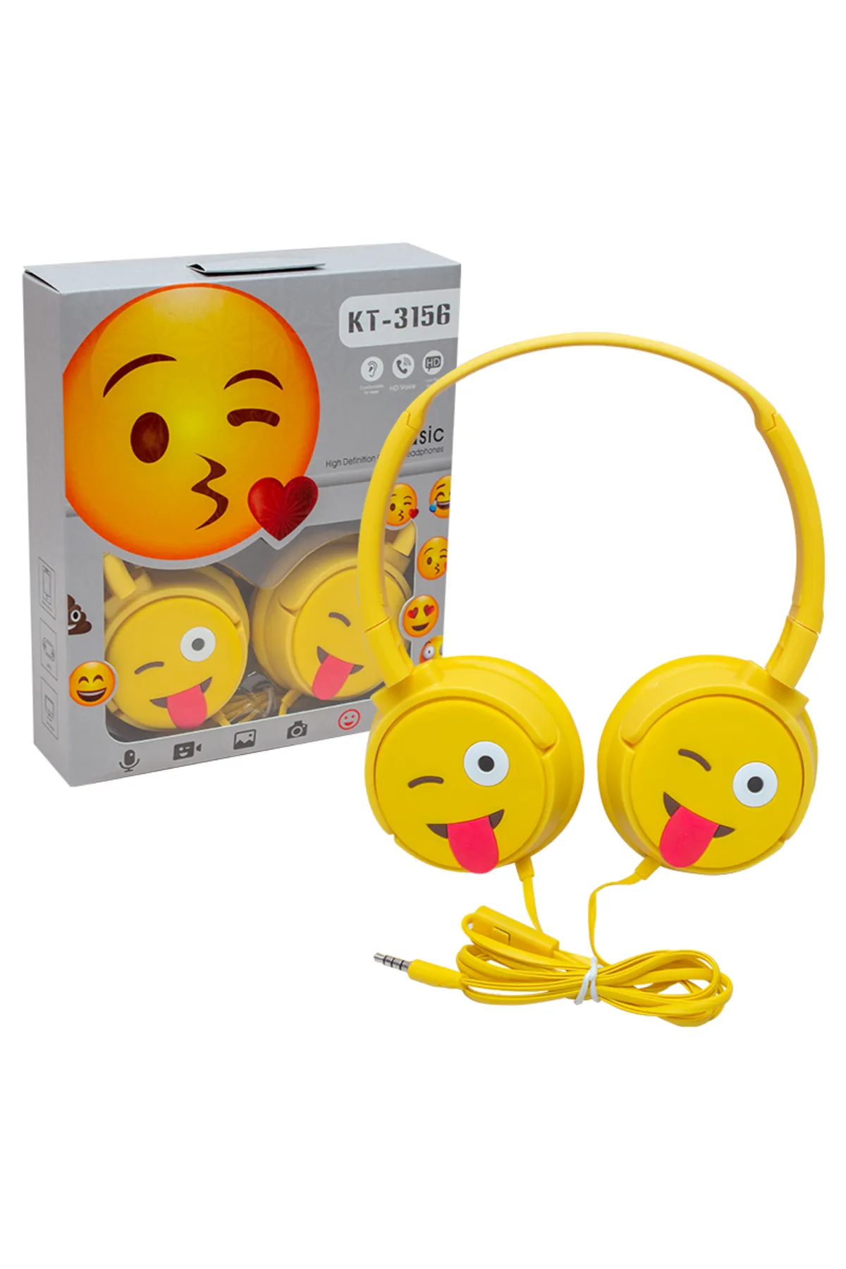 DENİZ KT-3156 3.5MM JACKLI KABLOLU KULAK ÜSTÜ EMOJİ KULAKLIK