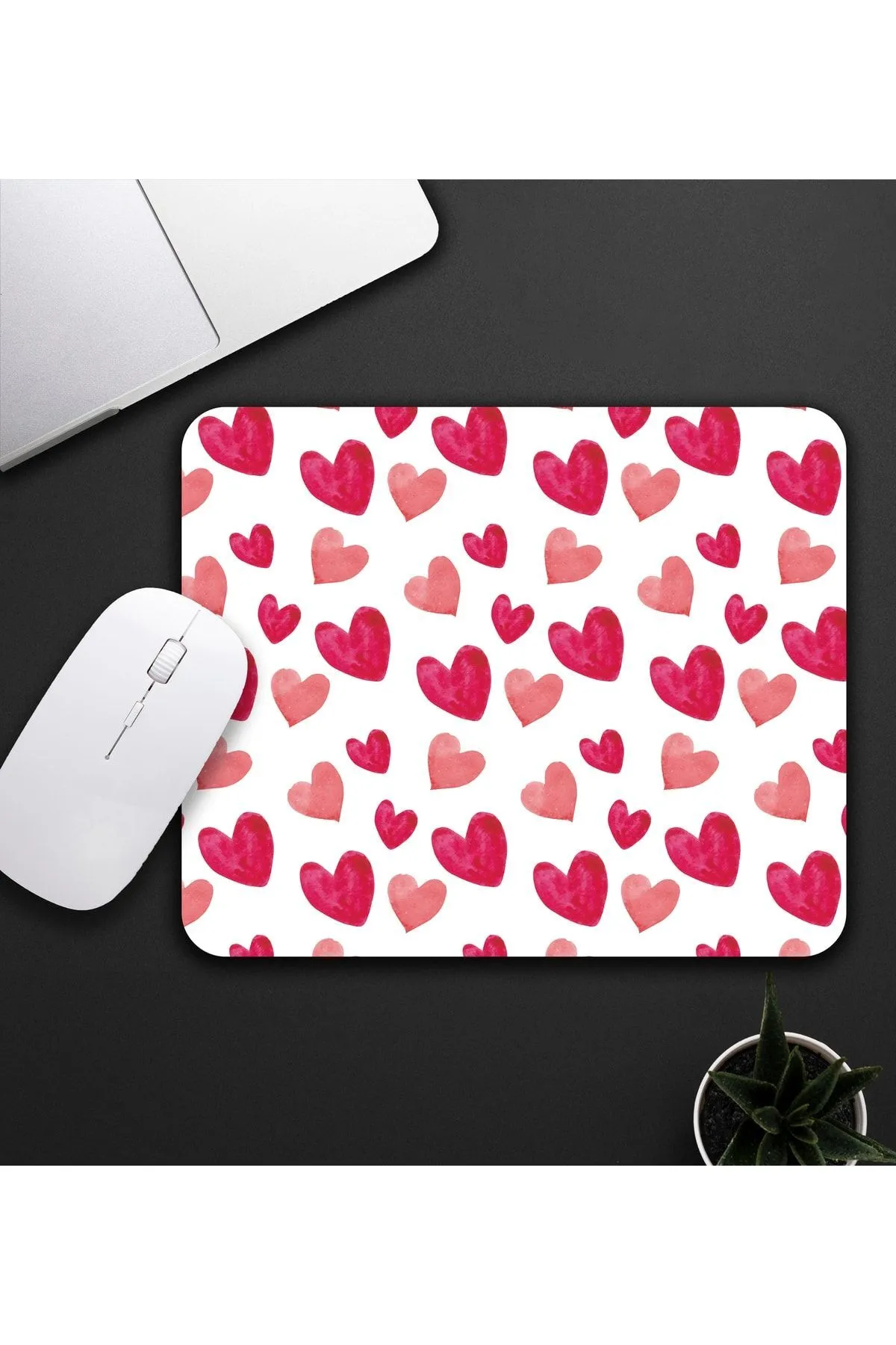 starnewstore Kupa & Kalpli Tasarım Mouse Pad 23x19cm Fare Altlığı Kaydırmaz Taban De581 Ofis Hediyesi Sfey