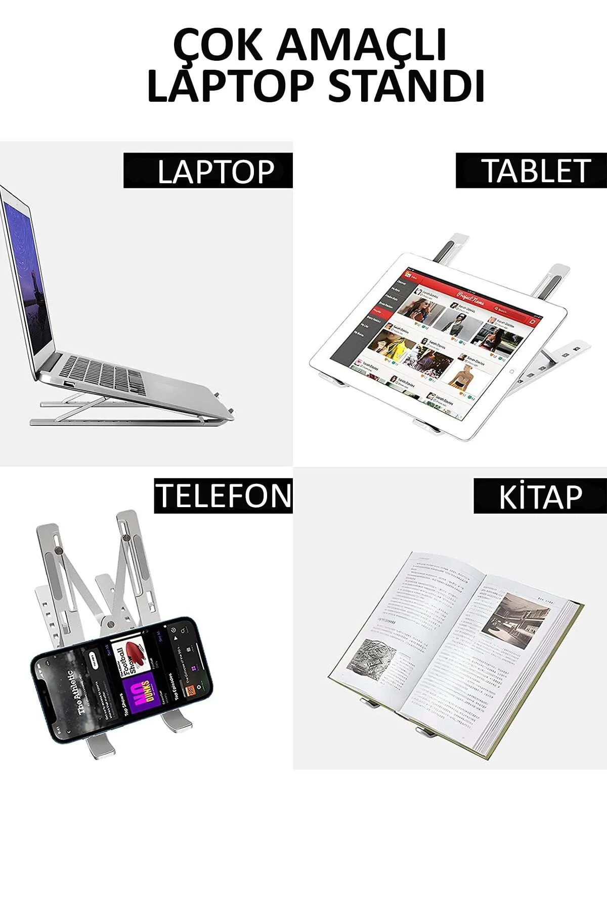 Factorial Laptop Altlığı  Ayarlanabilir Macbook Notebook Yükseltici  Metal Dizüstü Bilgisayar Tutucu Aksesuar