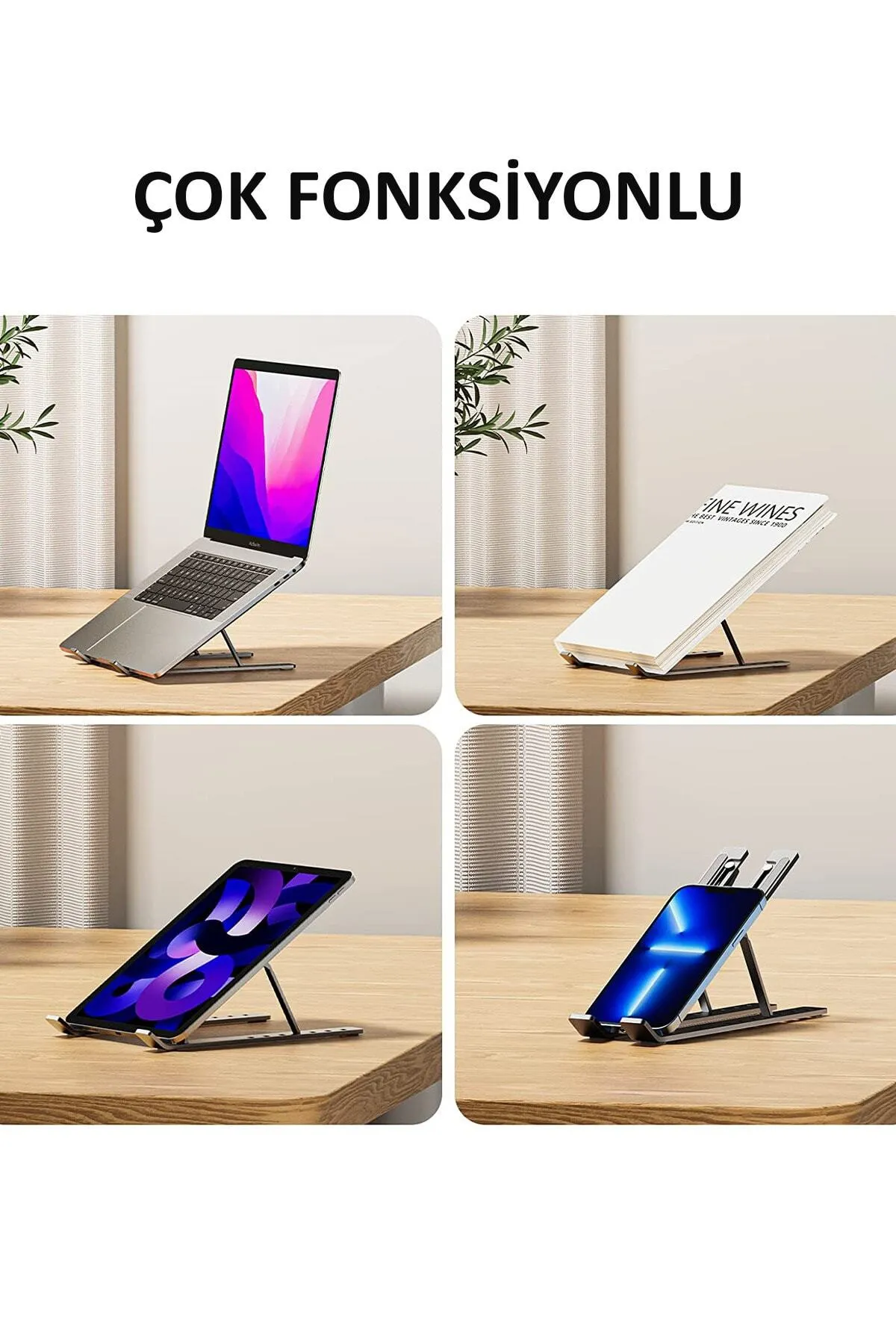 Factorial Laptop Altlığı  Ayarlanabilir Macbook Notebook Yükseltici  Metal Dizüstü Bilgisayar Tutucu Aksesuar