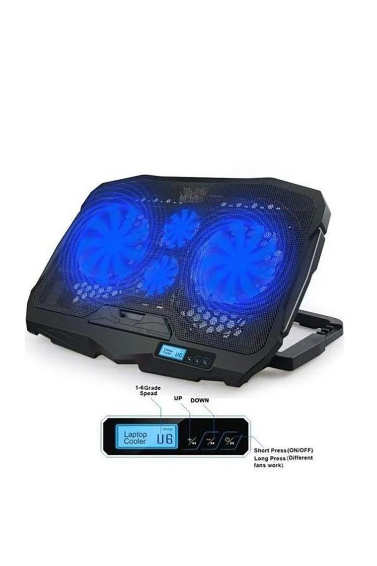 SIGHTZER Laptop Soğutucu Stand Yükseklik Ayarlı 4 Fanlı Led Işıklı Lcd Ekranlı Notebook Altlığı Cooling Pad