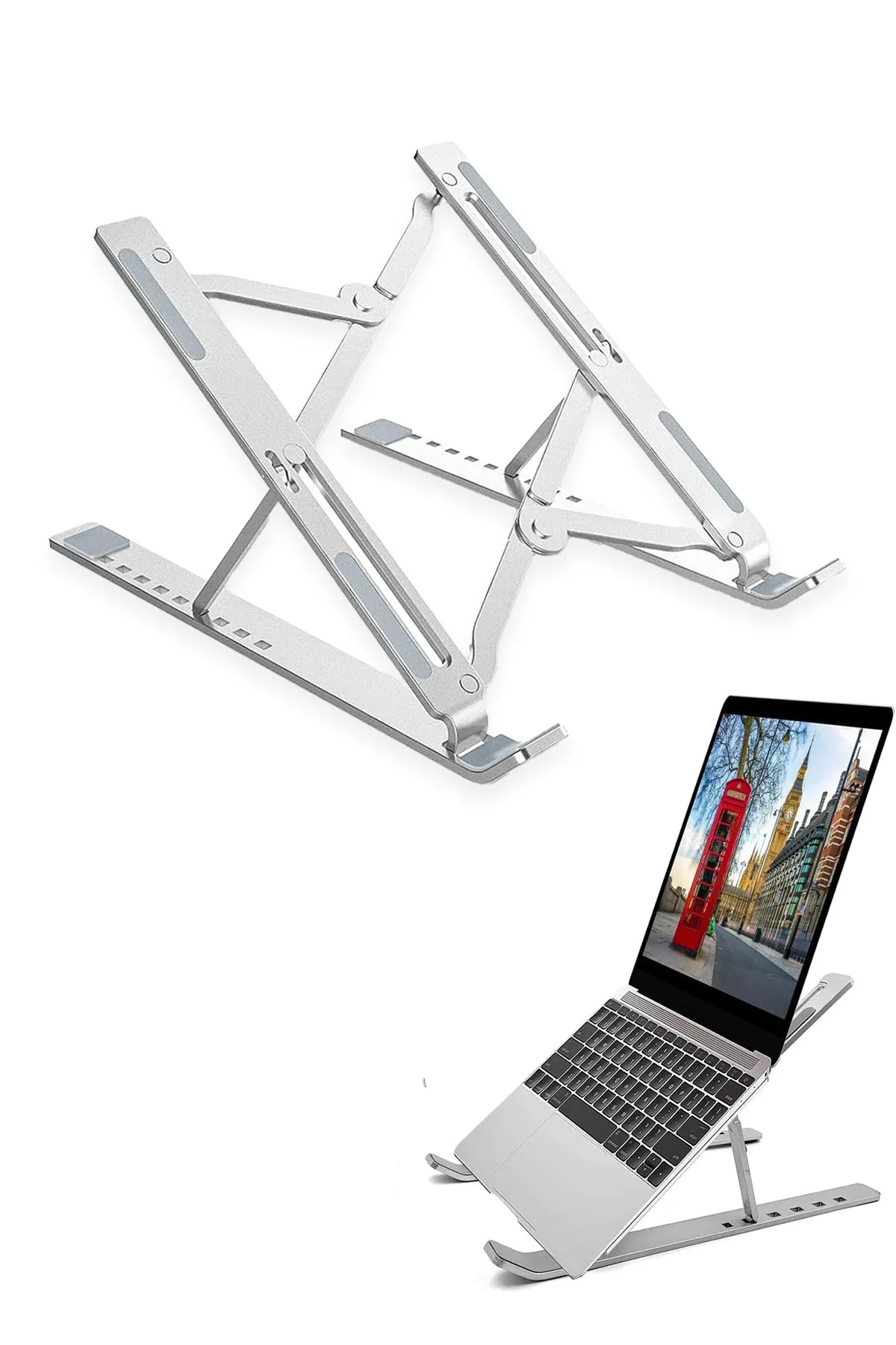 MAROKEN Laptop Standı Bilgisayar Yükseltme Aparatı Taşınabilir Metal Kaymaz Stant Notebook Tablet Tutucu