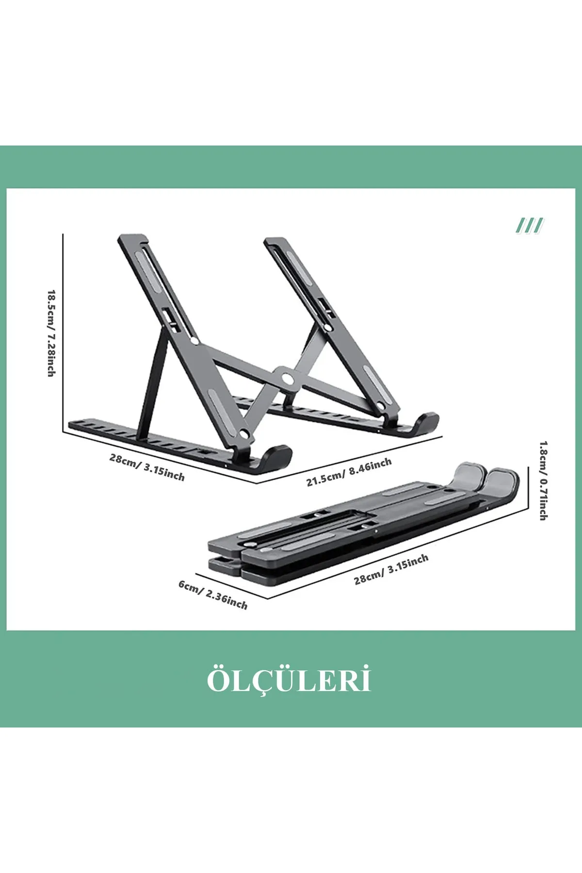 Miletus Laptop Standı Katlanabilir Telefon Tutuculu Laptop Tutucu Notebook Standı Bilgisayar Standı As