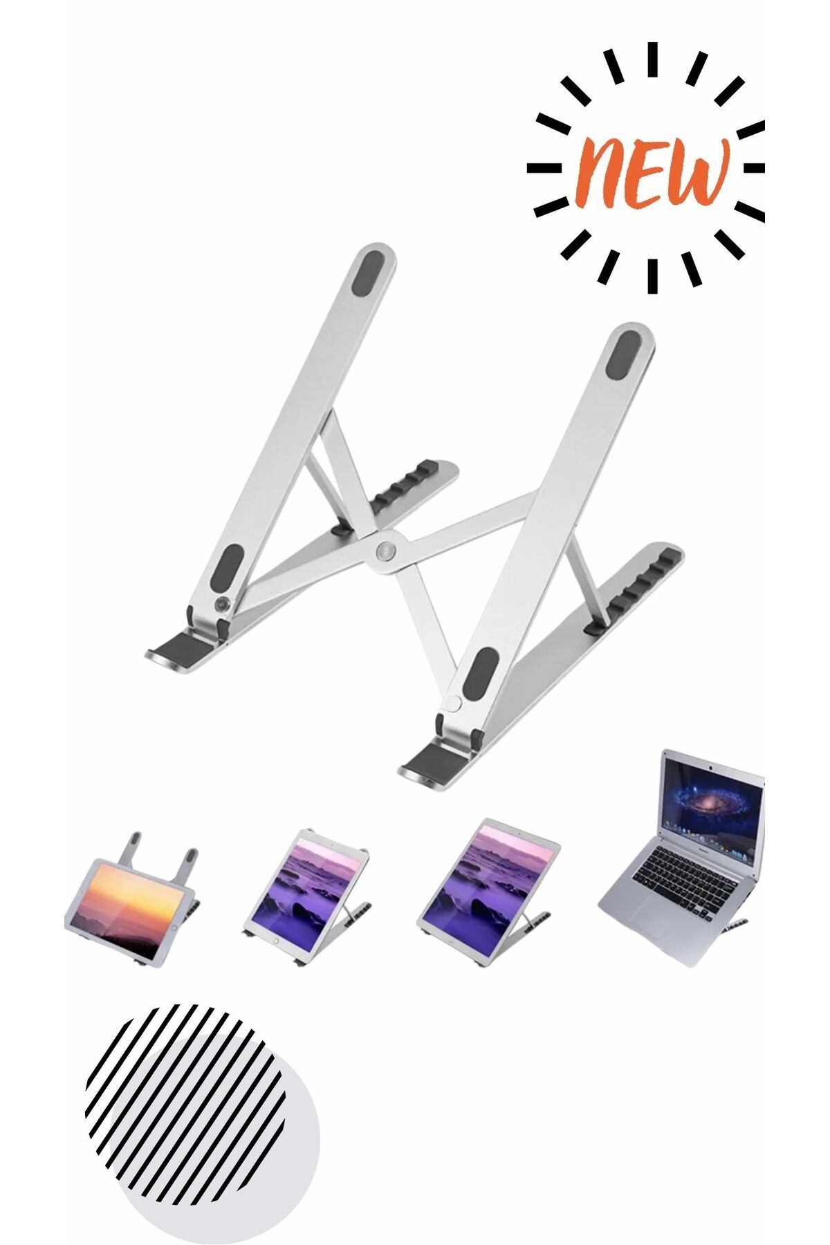 MrMac Laptop Standı Macbook Notebook Çok Fonksiyonlu Kademeli Ayarlanabilir Metal Stand Katlanır