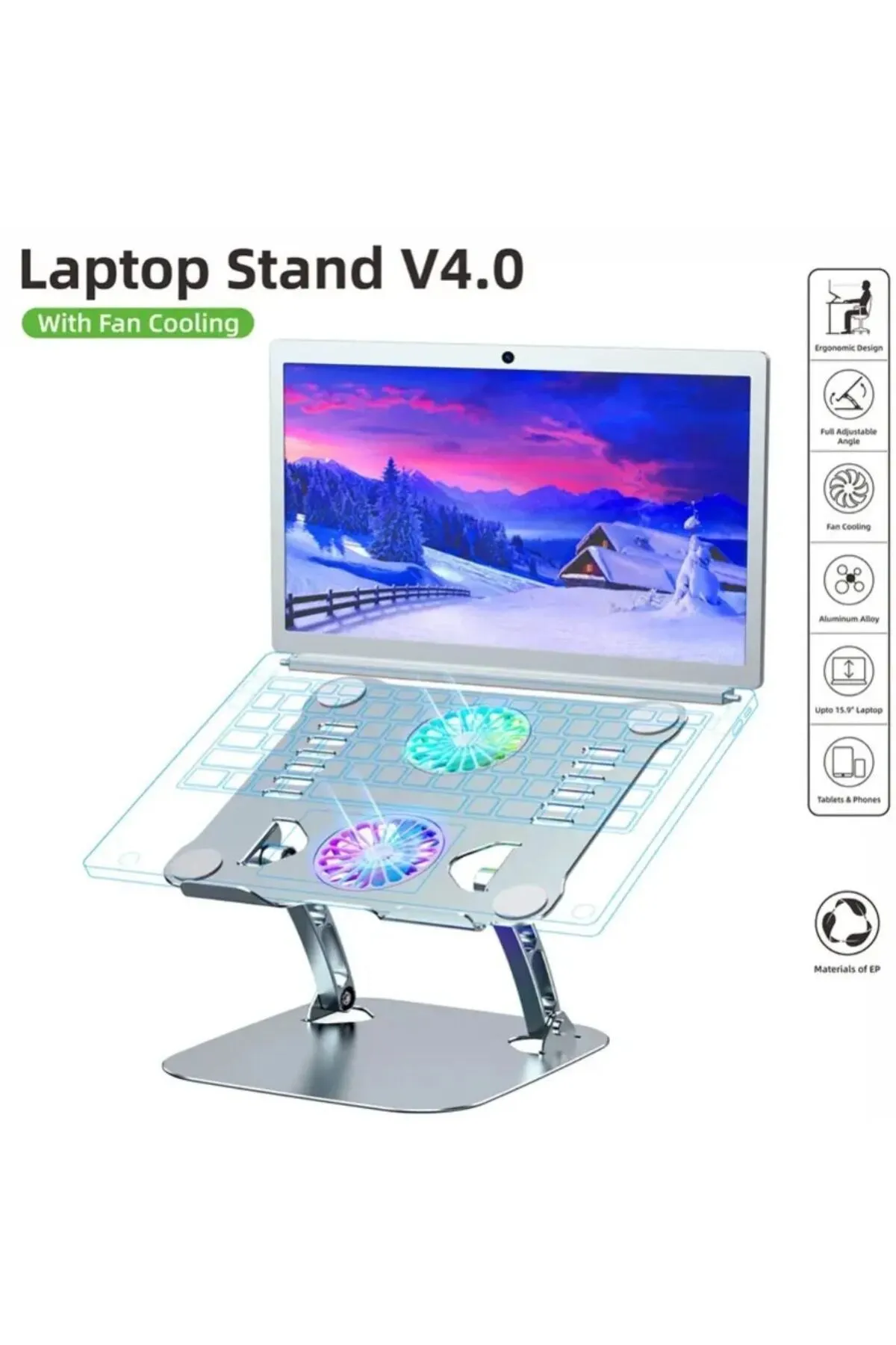 Skygo Laptop Stand V4.0 Işikli Fanli Laptop Stand