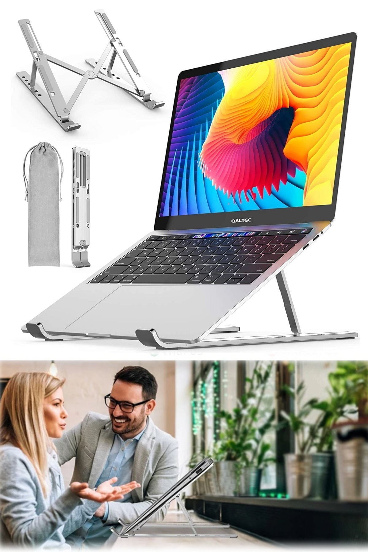 Utelips Laptop Yükseltici Aliminyum Stand Dizüstü Leptop Macbook & Notebook Tamamen Katlanabilir Taşınabilir