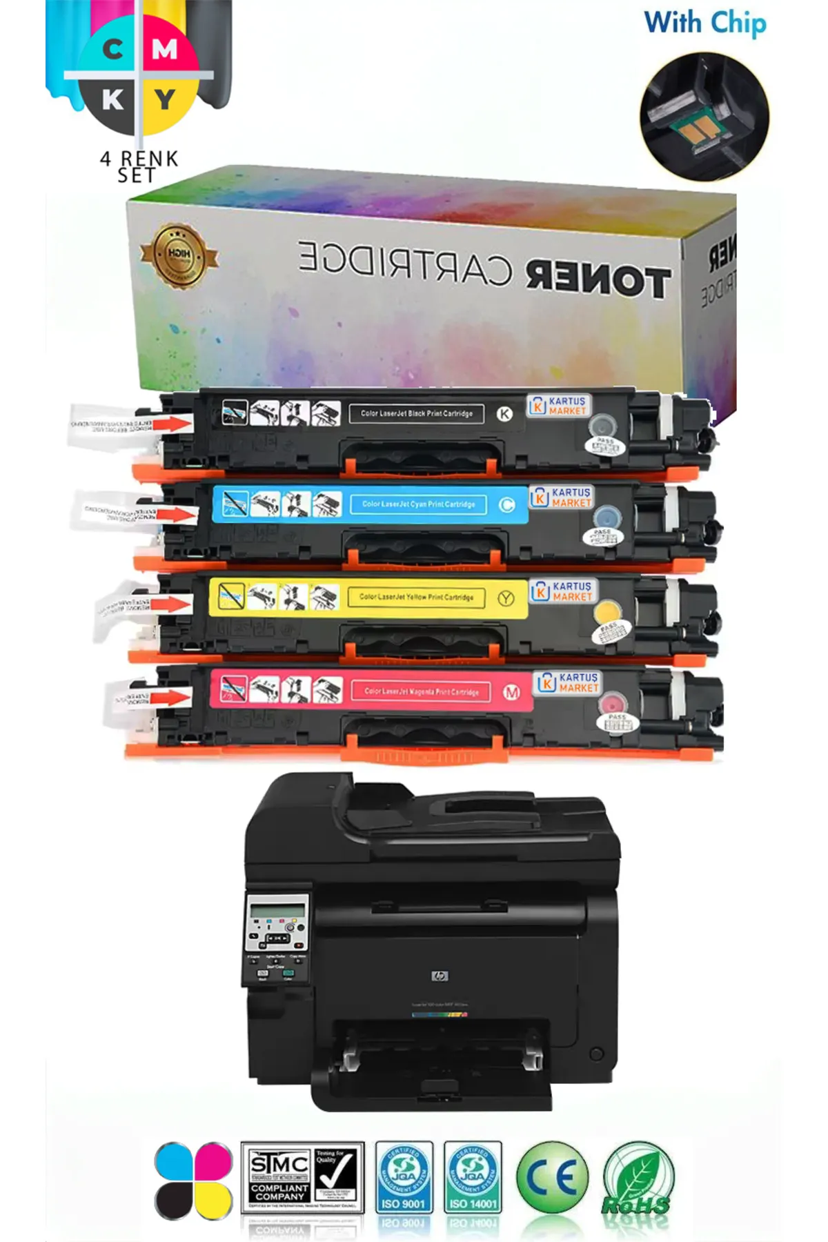 HP Laserjet Pro 100 M175nw MUADİL TONER 4 RENK SET TONER 130A