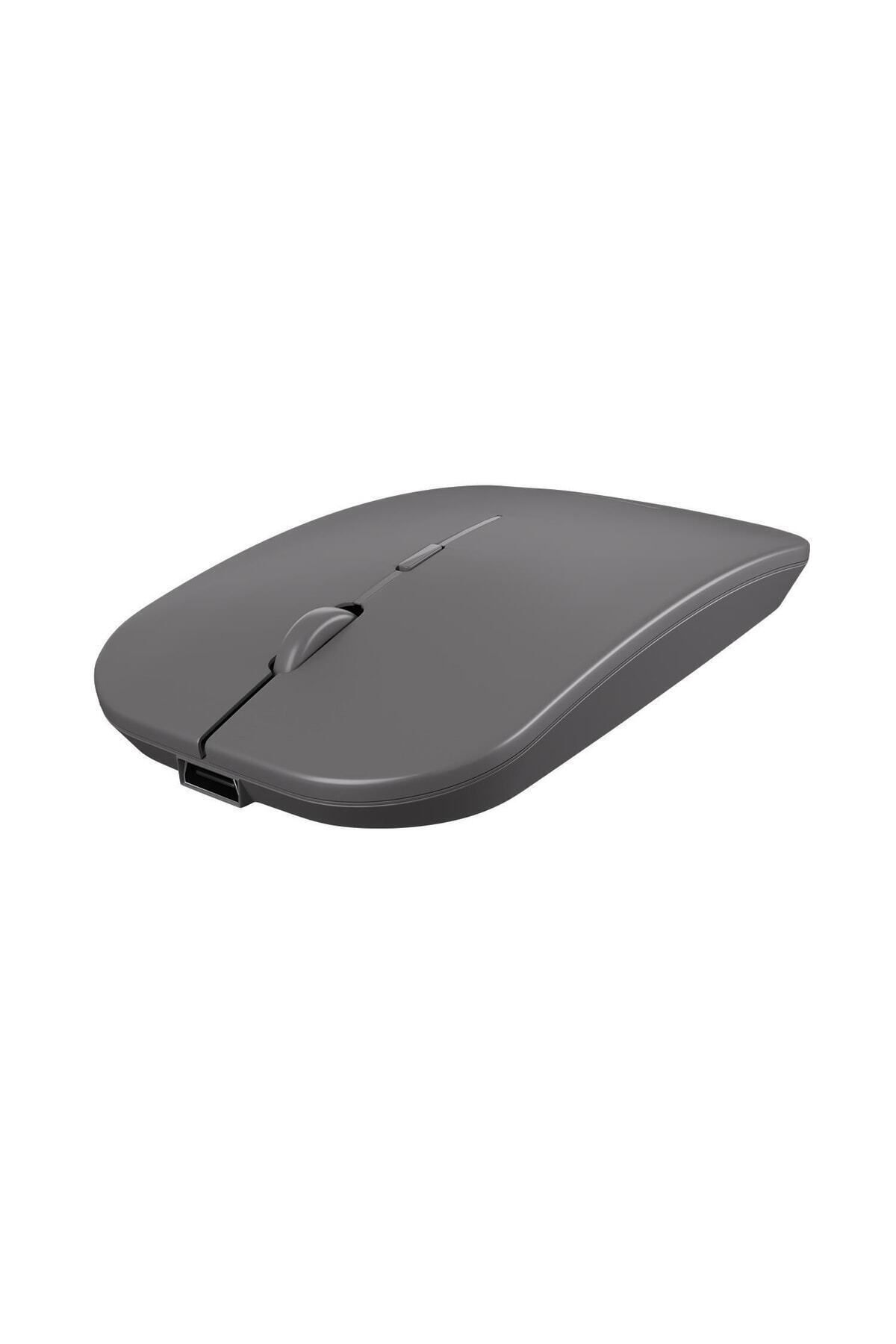 Leason Le101 Hibrit Bluetooth & Wireless Şarj Edilebilir Kablosuz Mouse - Koyu Gri