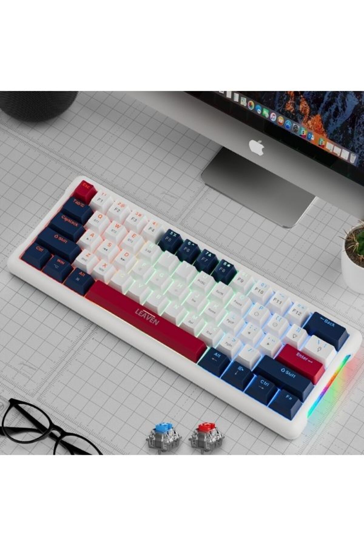 Genel Markalar Leaven K610 Kırmızı Red Switch Mekanik Gaming Klavyekablolu Oyuncu Klavyesi