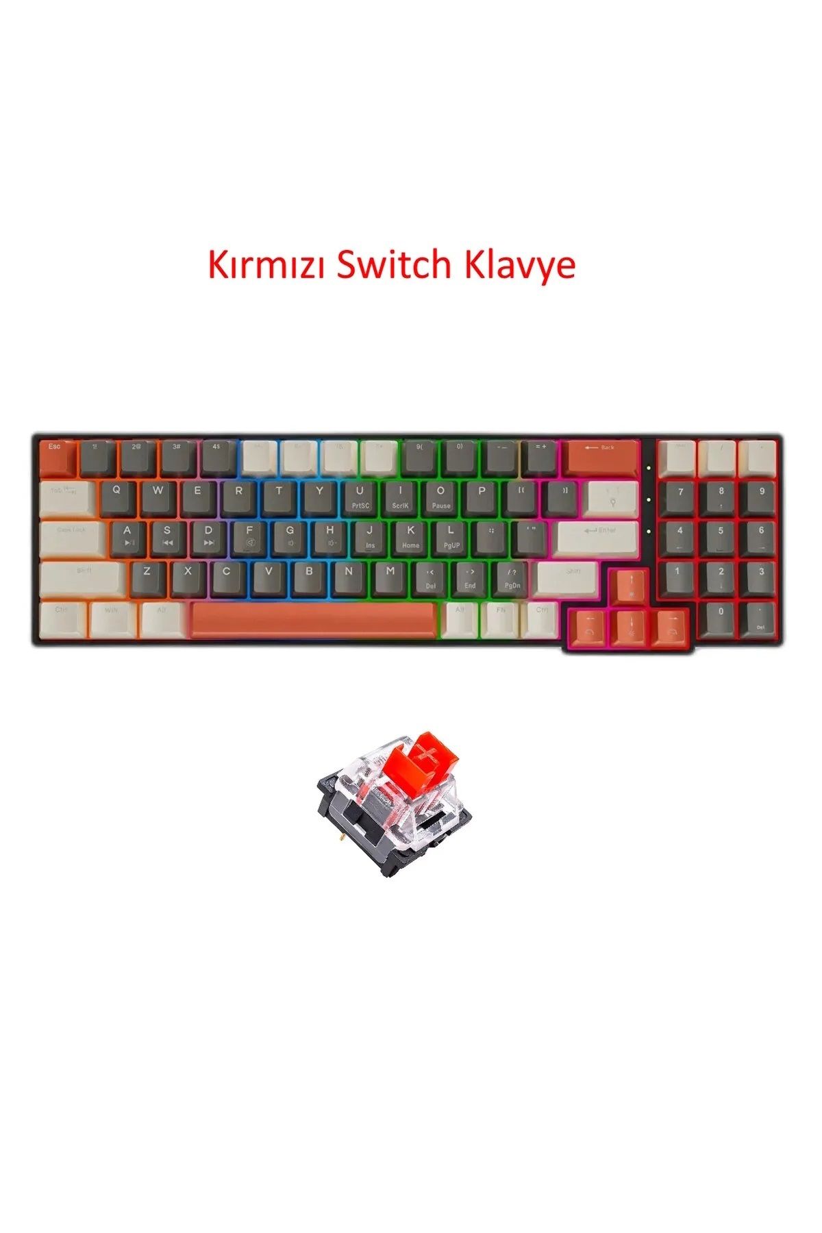 beboncool Leaven K780 Ayrılabilir Kablolu Rgb Hot Swap Antighosting Gamer Mekanik Klavye-kırmızı Switch