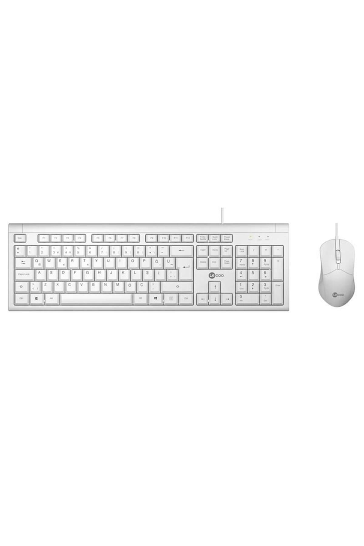 Lenovo Lecoo Usb Kablolu Türkçe Q Klavye Mouse Set Beyaz Cm101-B