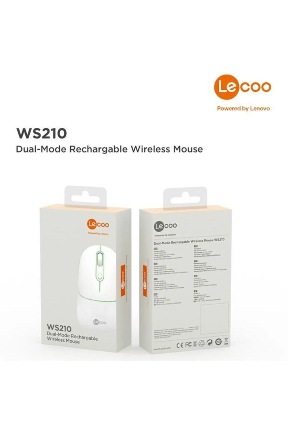 Lenovo Lecoo Ws210 Kablosuz Bluetooth Sessiz Şarjlı 1600dpi Optic Beyaz Mouse