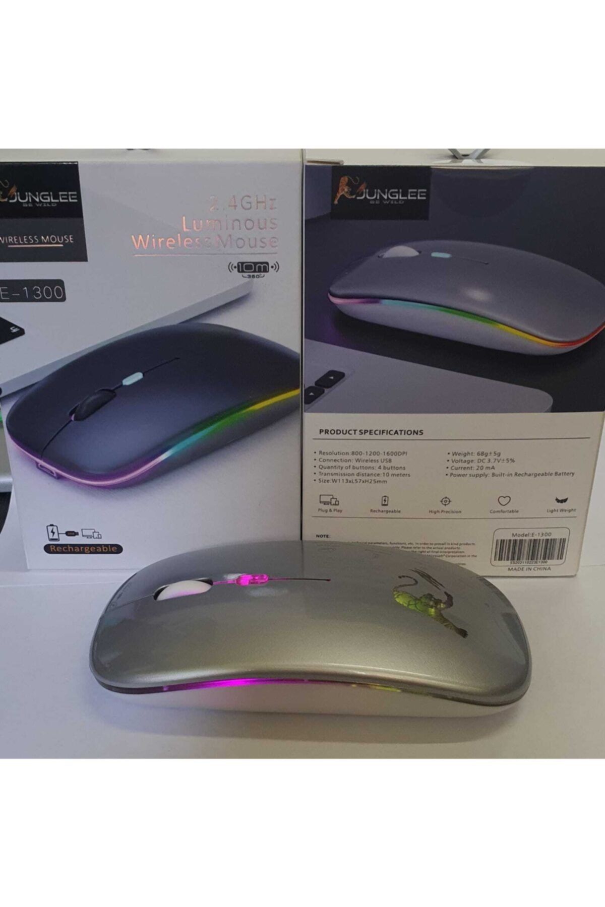 SIGHTZER Led Işıklı Rgb Şarjlı Kablosuz Mouse Sessiz 2.4 Ghz 1600dpi