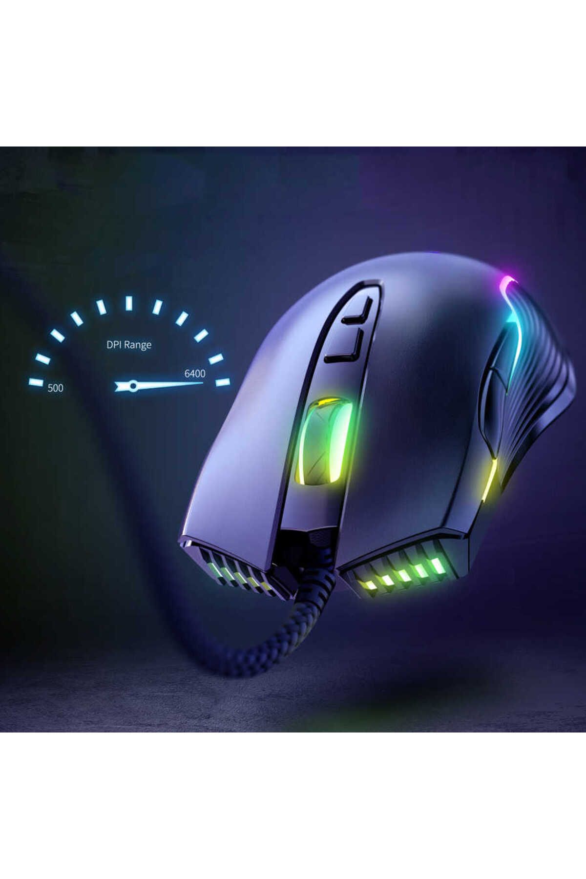 Canpay LED RGB Işıklı, 6 Tuşlu Profesyonel Gaming Mouse (İleri ve Geri Tuşları,6400 DPI,1.6 Metre Kablo)