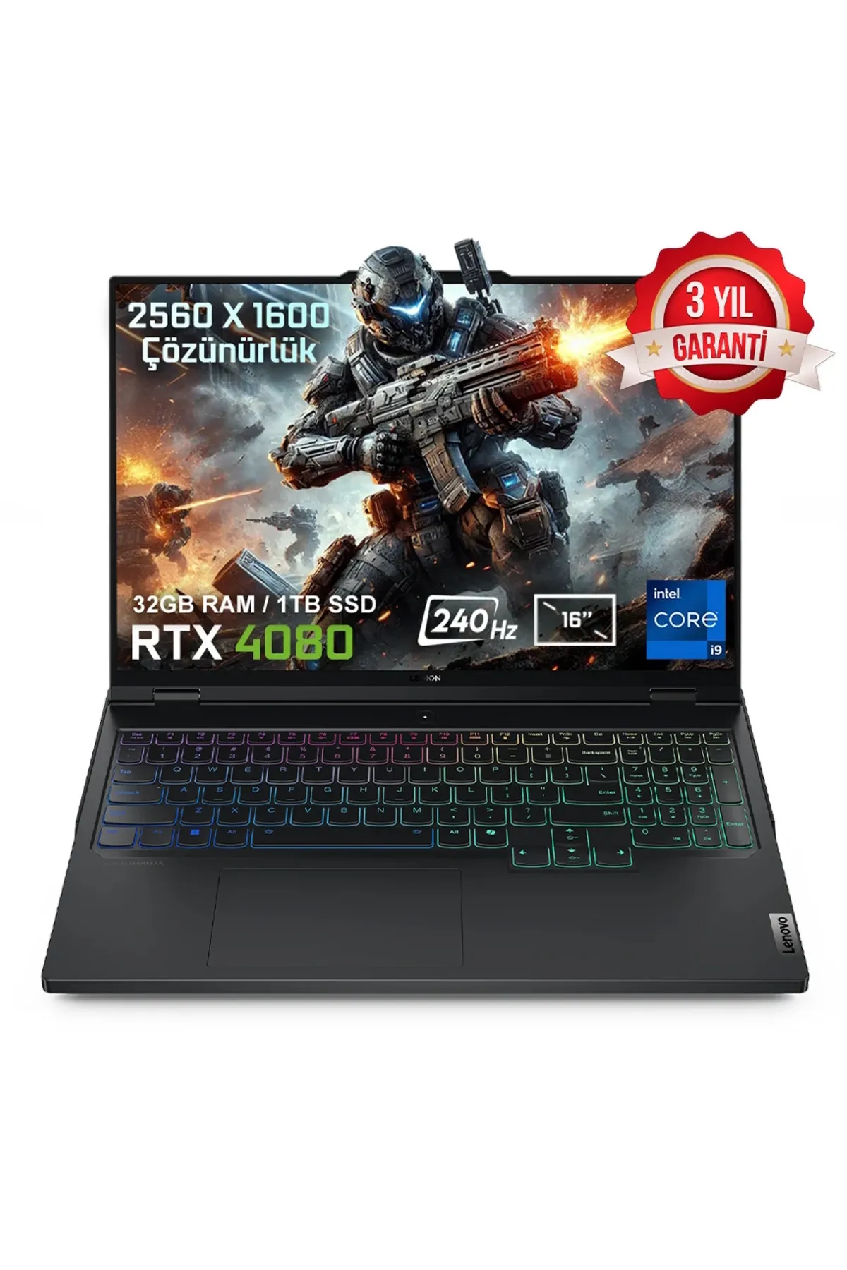 Lenovo Legion Pro 7 16IRX9H 83DE0086TR i9 32GB 1TB SSD RTX4080 12GB 240Hz WQXGA FDos Gaming Laptop