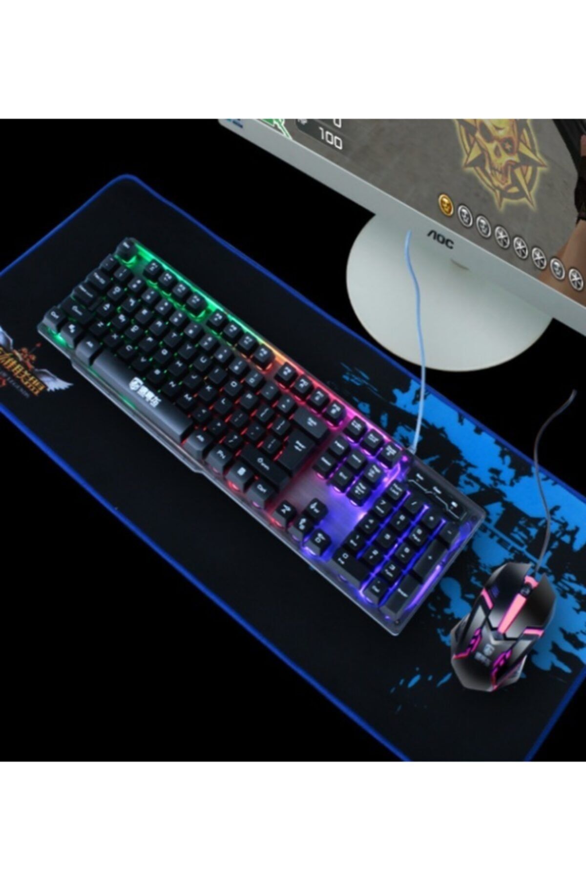 CAFELE Lennox T302 Rgb Işıklı Mekanik Q Klavye Mouse Fare Set