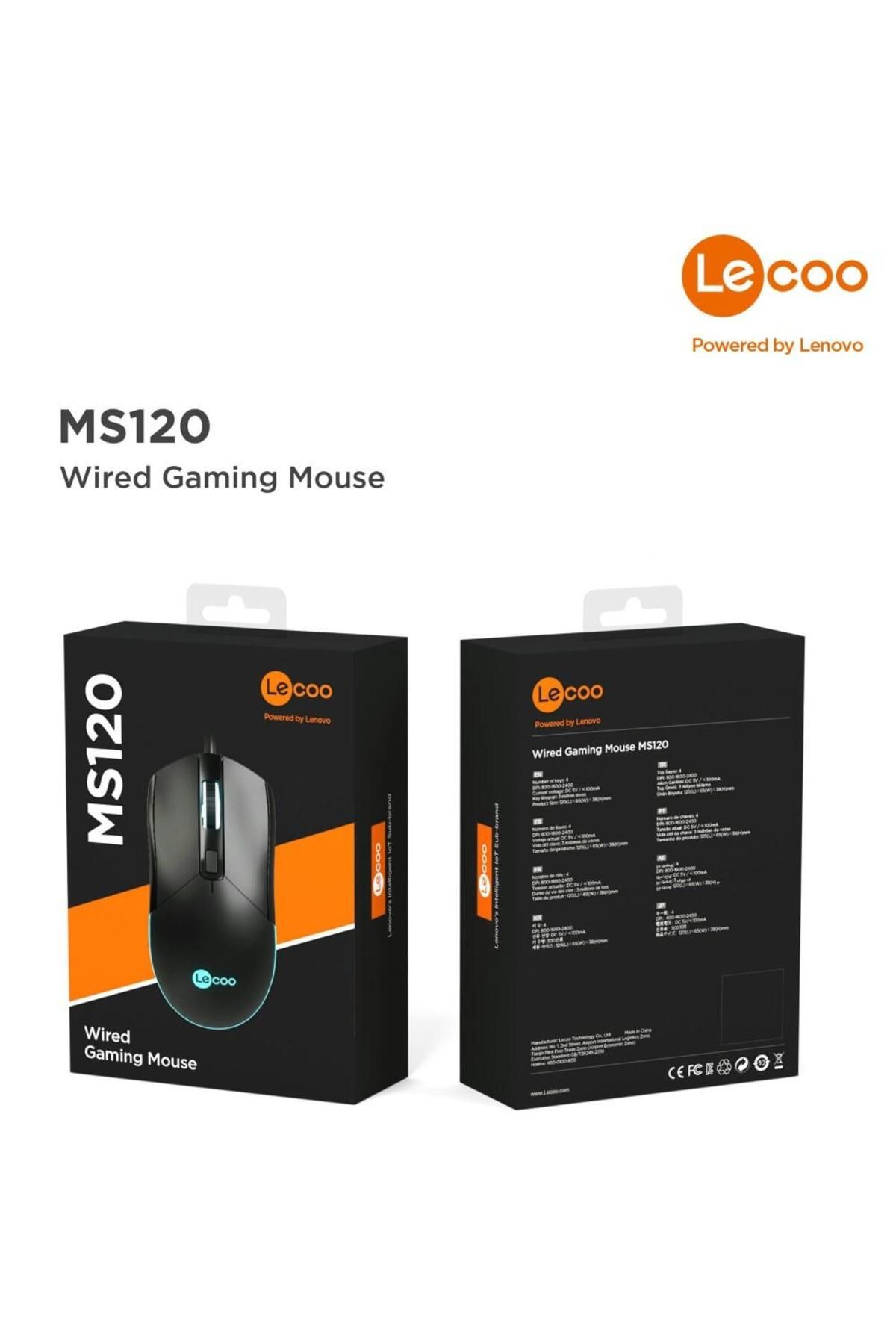 Lecoo Lenovo Ms120 Kablolu Optik Mouse Siyah