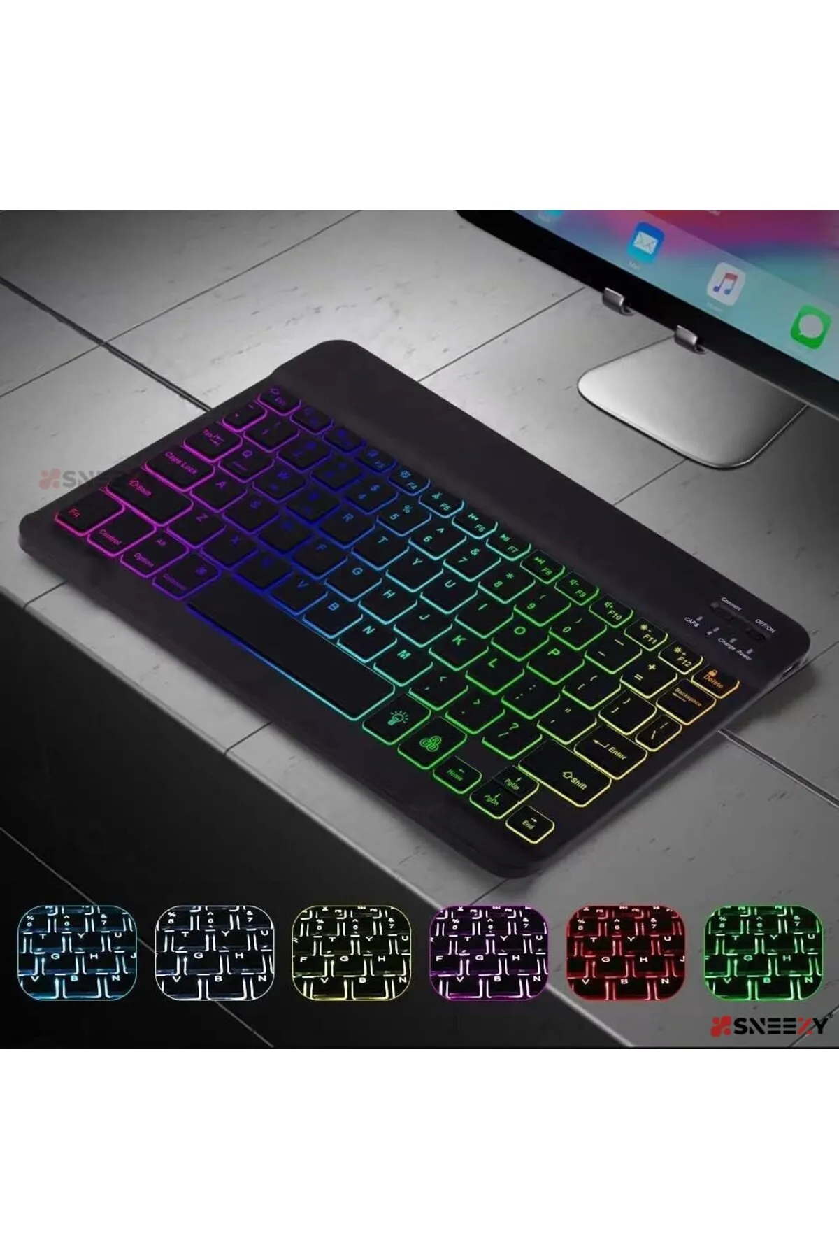 Genel Markalar Lenovo Tab P12 tüm seri RGB Işıklı Bluetooth & Wireless Türkçe Klavye Mouse Seti