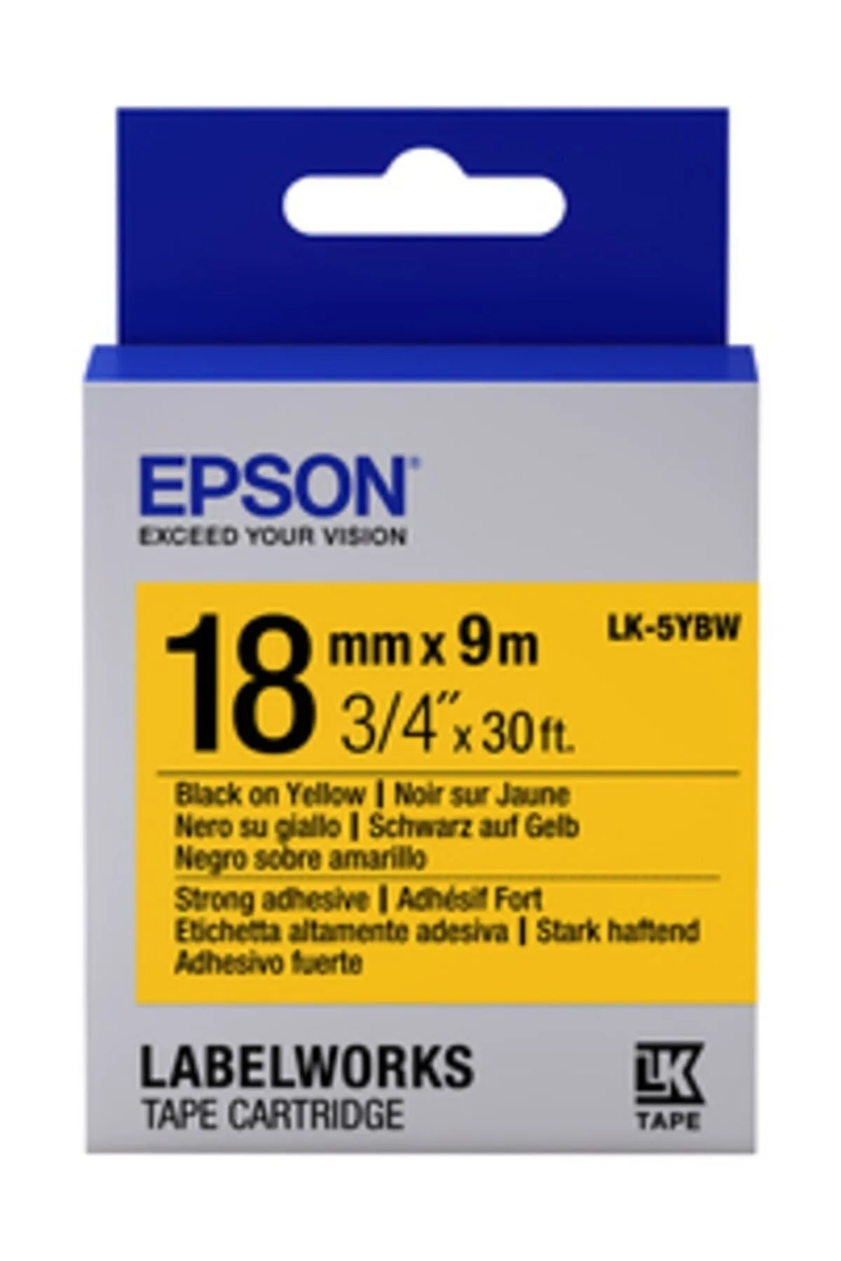 Epson Lk-5ybw Strong Siyah Üzeri Sarı 18mm 1,5metre Etiket