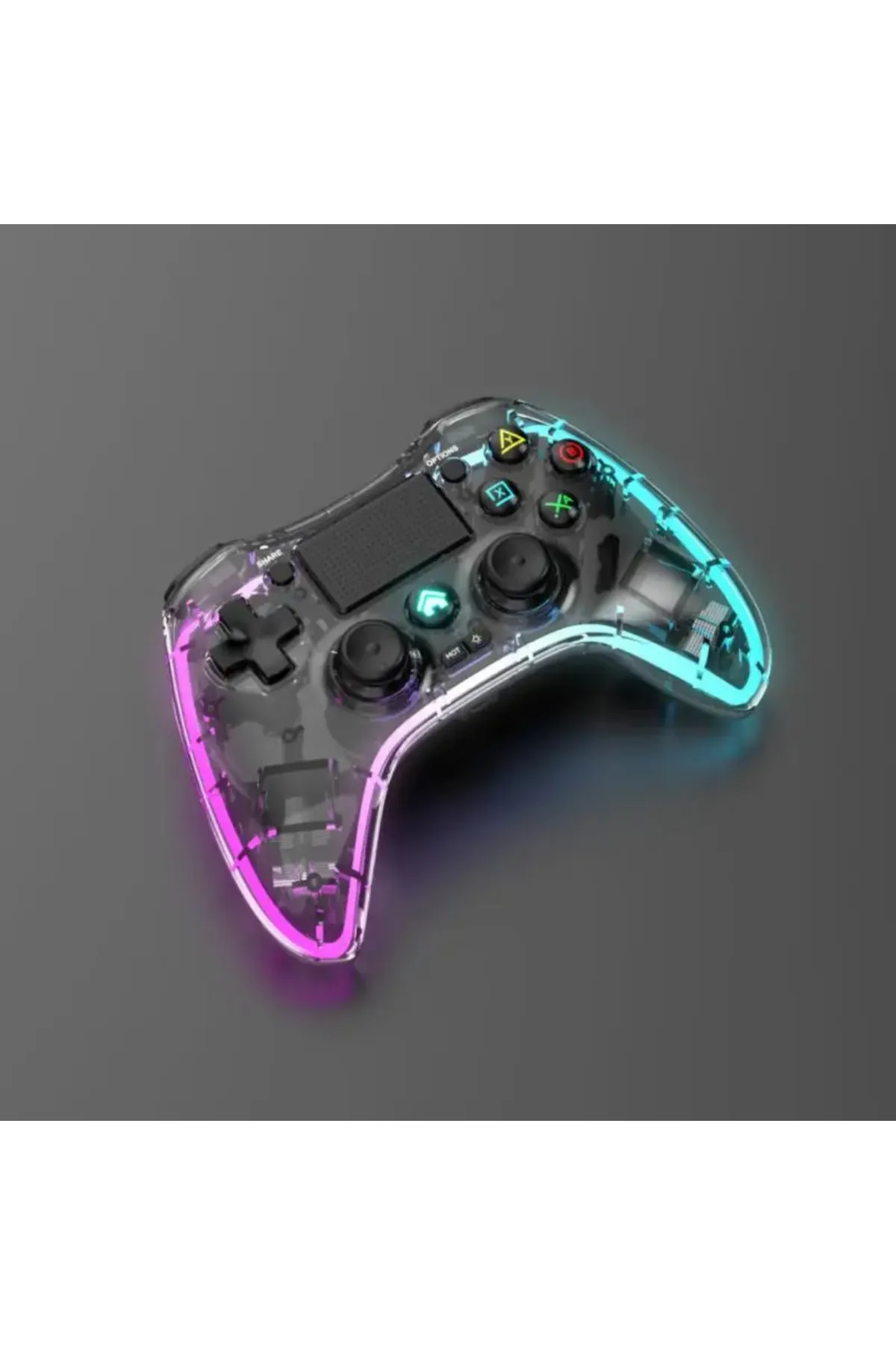 HEJARON Lobo Şeffaf Oyun Kolu Joystick Gamepad Işıklı Rgb Pc Android Tv Steam Switch Uyumlu