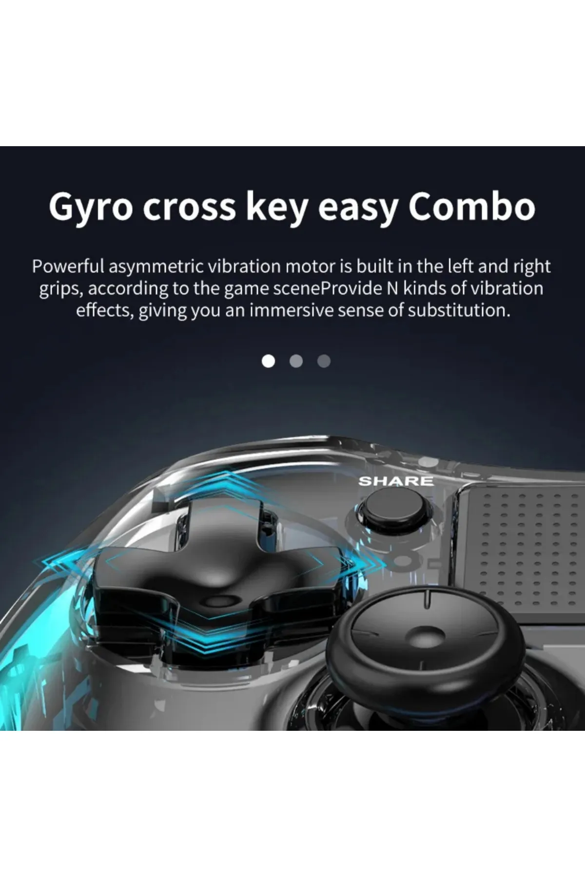 HEJARON Lobo Şeffaf Oyun Kolu Joystick Gamepad Işıklı Rgb Pc Android Tv Steam Switch Uyumlu