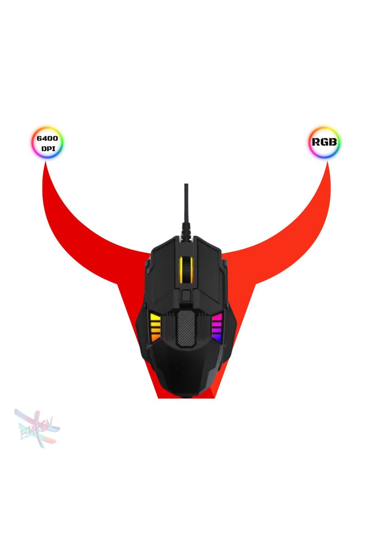 HEJARON LOBO Kablolu Rgb Mouse Drag Click 6400 Dpi Gaming Mouse Oyuncu Mouse