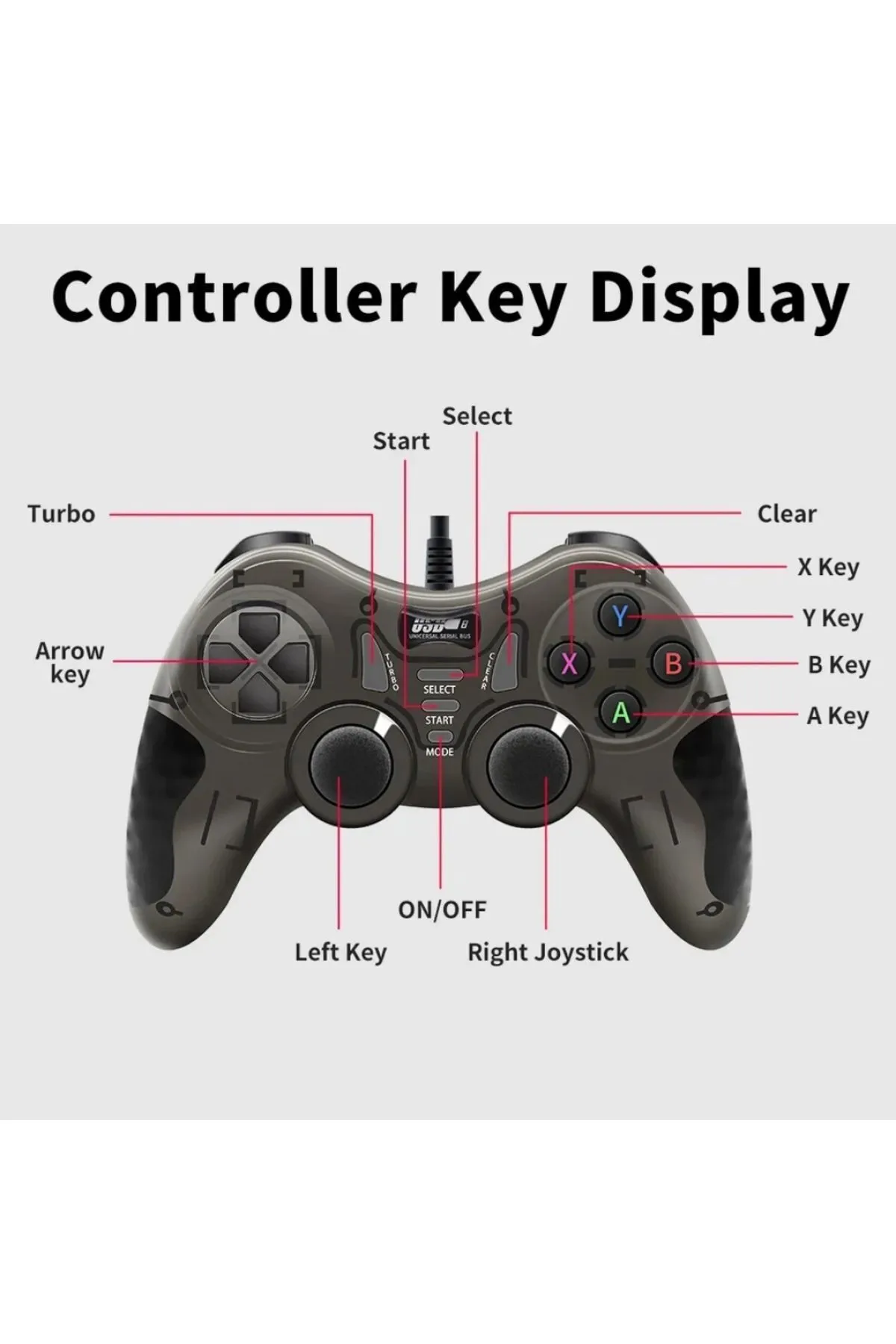 HEJARON LOBO Usb Joystick Gamepad Oyun Kolu Pc Bilgisayar Laptop Uyumlu