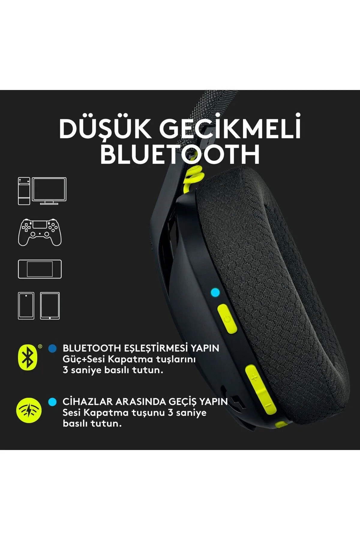 sommeow Logitech G G435 Lıghtspeed Kablosuz Oyuncu Kulaklığı - Siyah