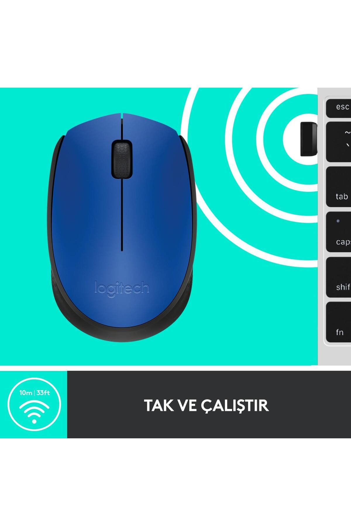 OEM Logitech Usb Alıcılı Kablosuz Kompakt Mavi Kablosuz Mouse