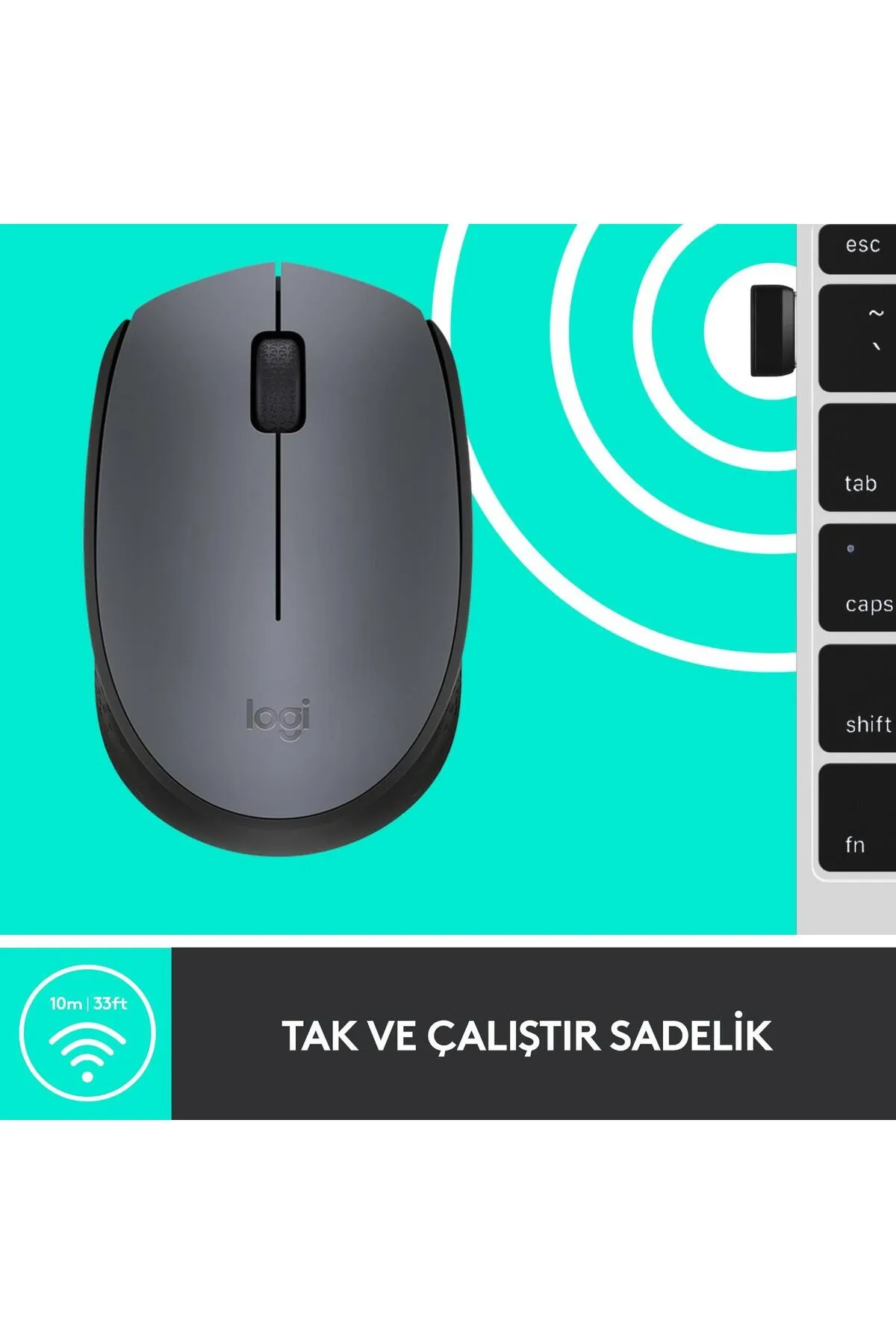 OEM Logitech Usb Alıcılı Kablosuz Mouse Siyah Gri