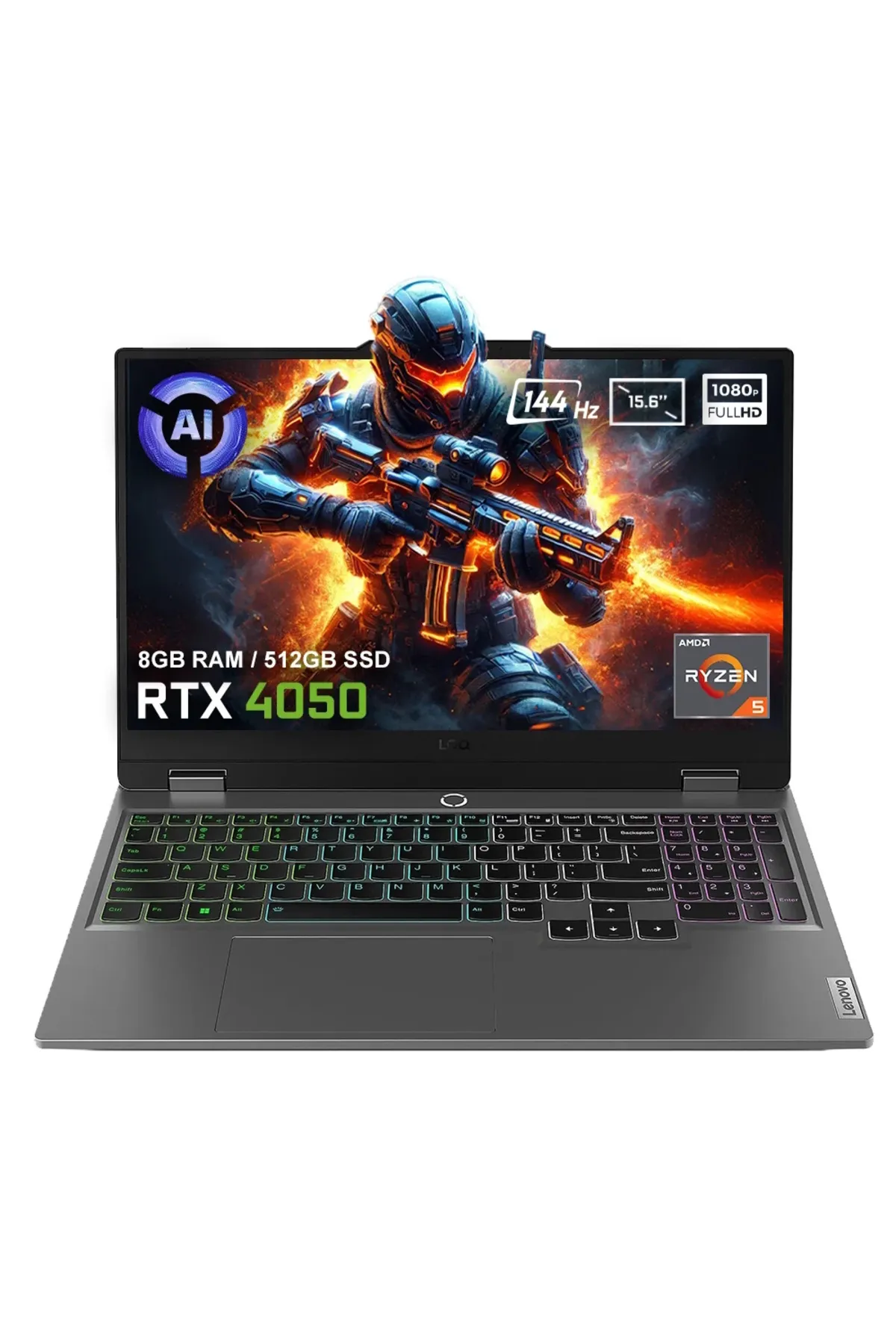 Lenovo LOQ 15AHP9 83DX008DTR Ryzen 5 8GB DDR5 512GB SSD RTX4050 6GB 144Hz FHD FreeDos Gaming Laptop