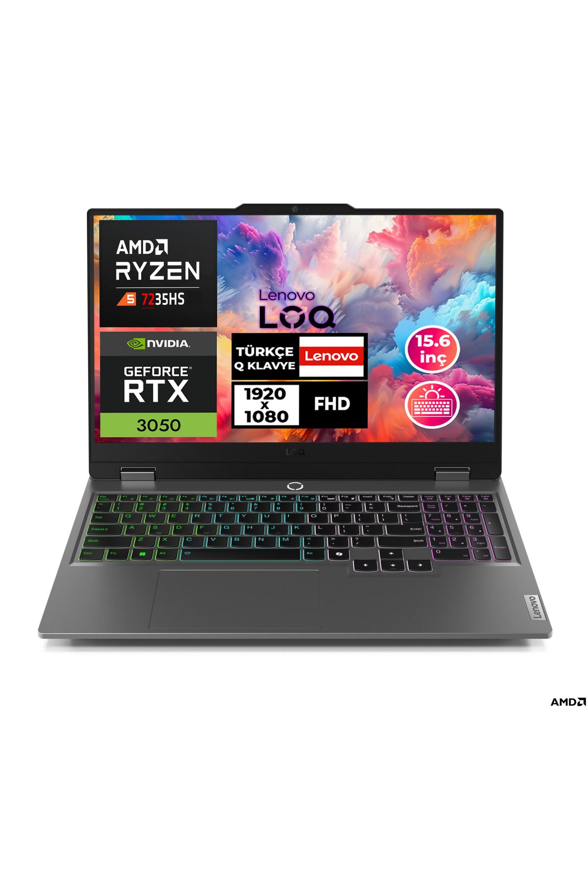 Lenovo LOQ 15ARP9 Ryzen 5-7235HS 16GB 1TB SSD 6 GB RTX3050 15.6" W11P Gaming Laptop 83JC000QTR 010