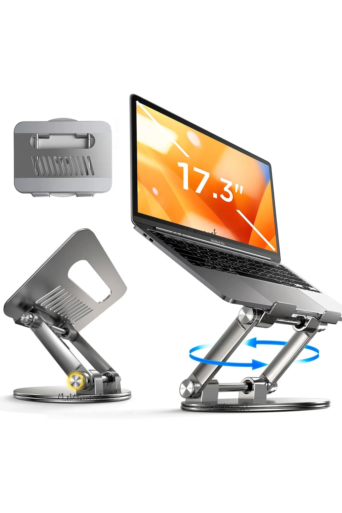 m.tk moveteck LP06 360 Ayarlanabilir Metal Laptop Macbook Notbook İpad Tablet Standı 10inç Ve 17.3inç Uyumlu Gümüş