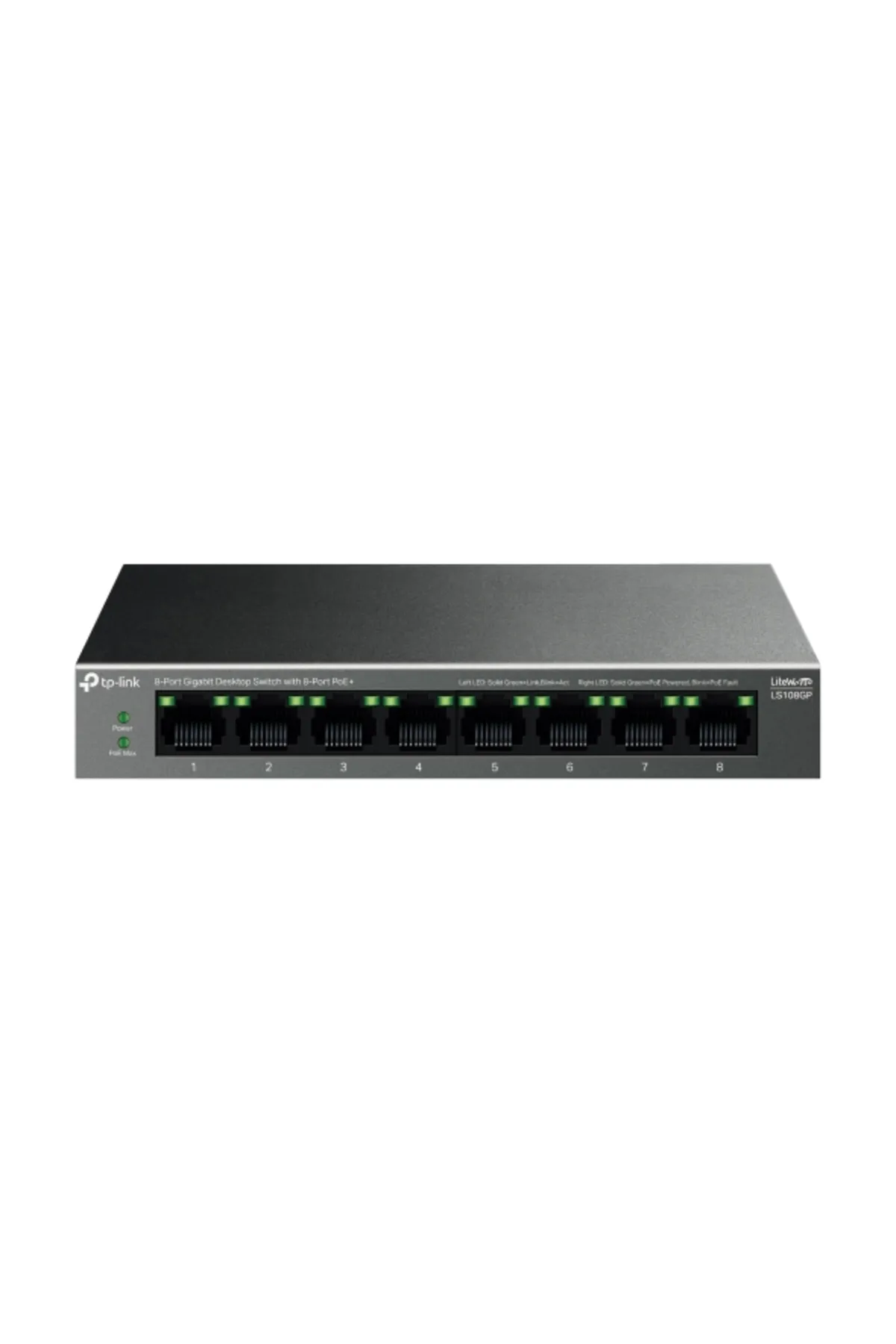 TP-Link LS108GP 10-100-1000 Mbps 8 Port Poe+ Switch Metal Kasa