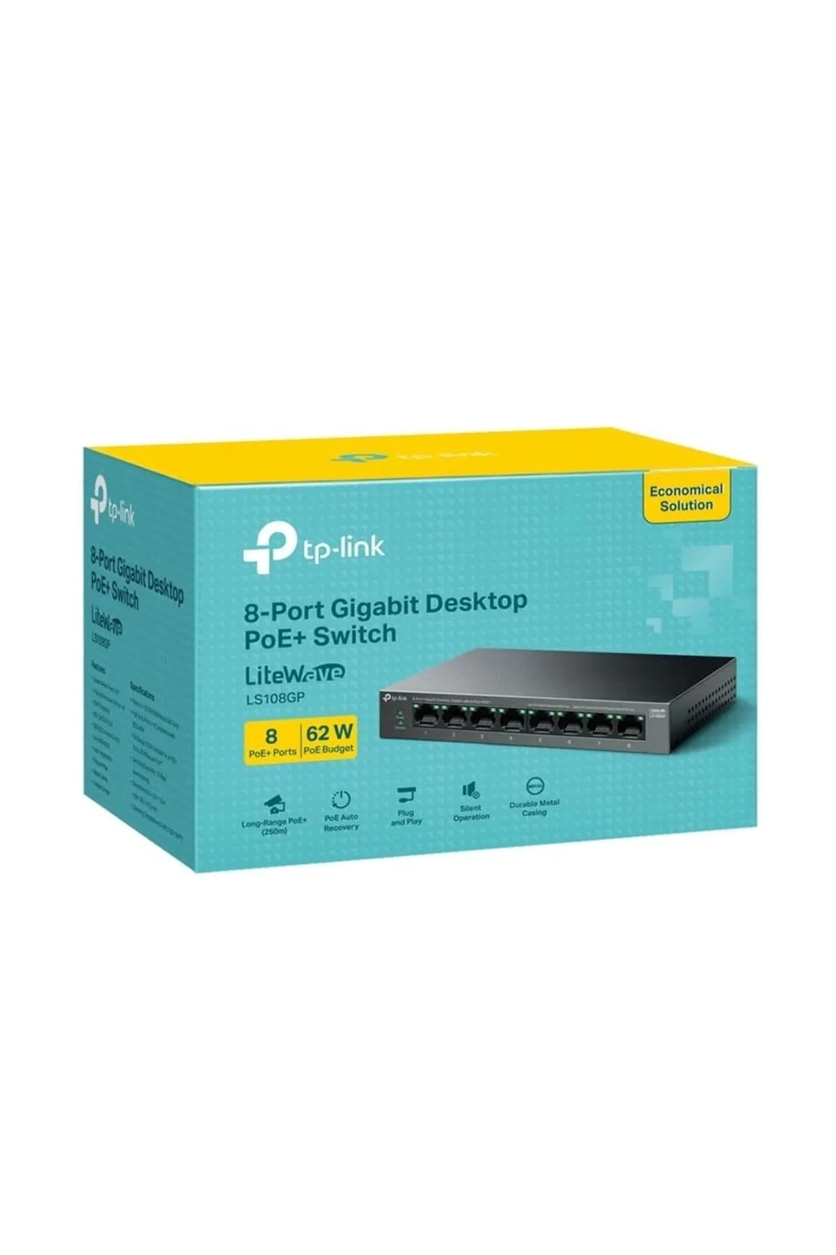 TP-Link Ls108gp 8 Port Gıgabıt Rj45 62w 250 Metre Poe Mesafe Metal Kasa