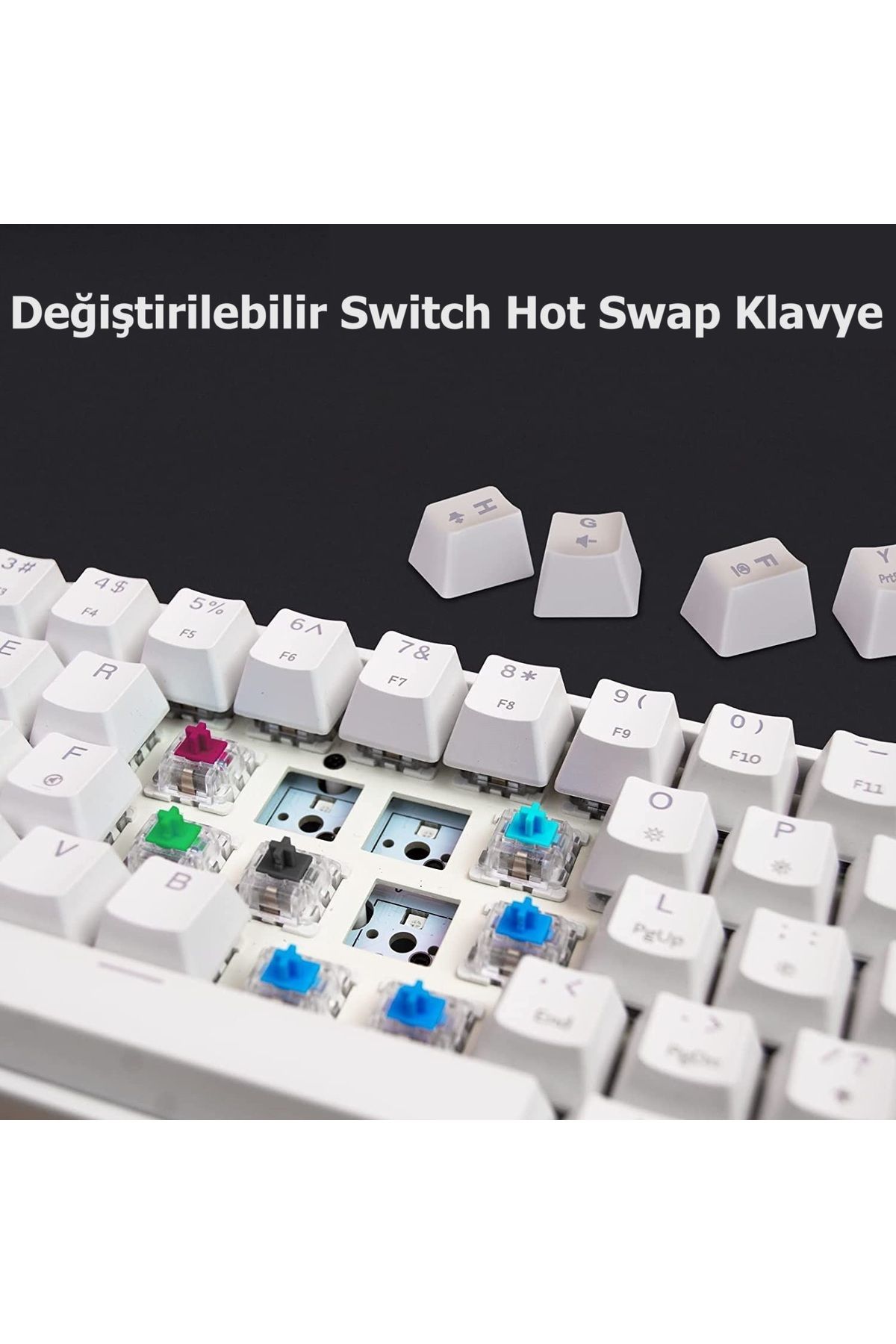 beboncool LVN K620 %60 Kompakt Rainbow RGB Hot Swap AntiGhost Mekanik Oyuncu Klavyesi-Kırmızı Switch