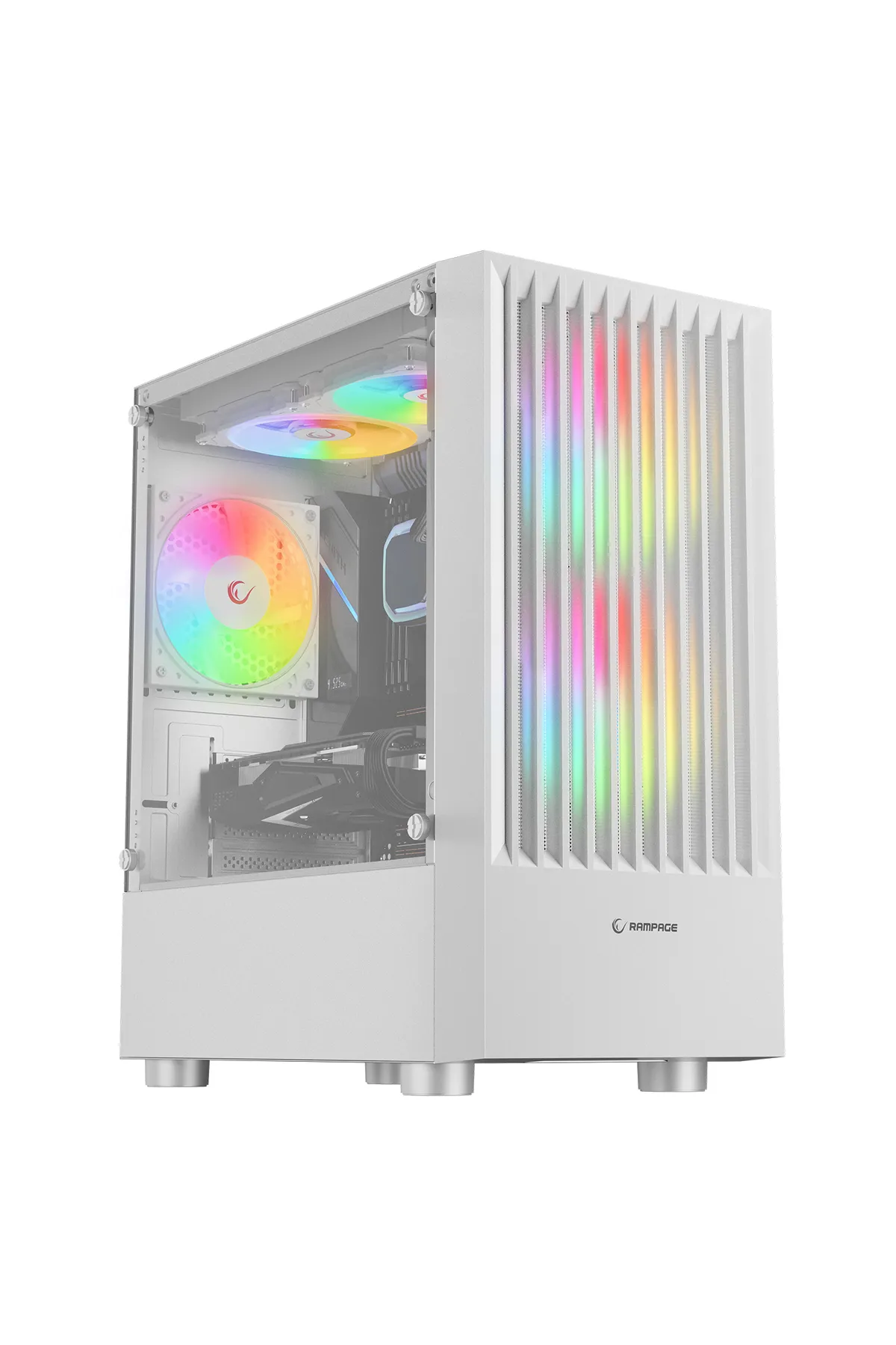 Rampage LYRA Mesh Temperli Camlı Beyaz 3* 12cm RGB Fan M-ATX Mini-T Gaming Oyuncu Kasası