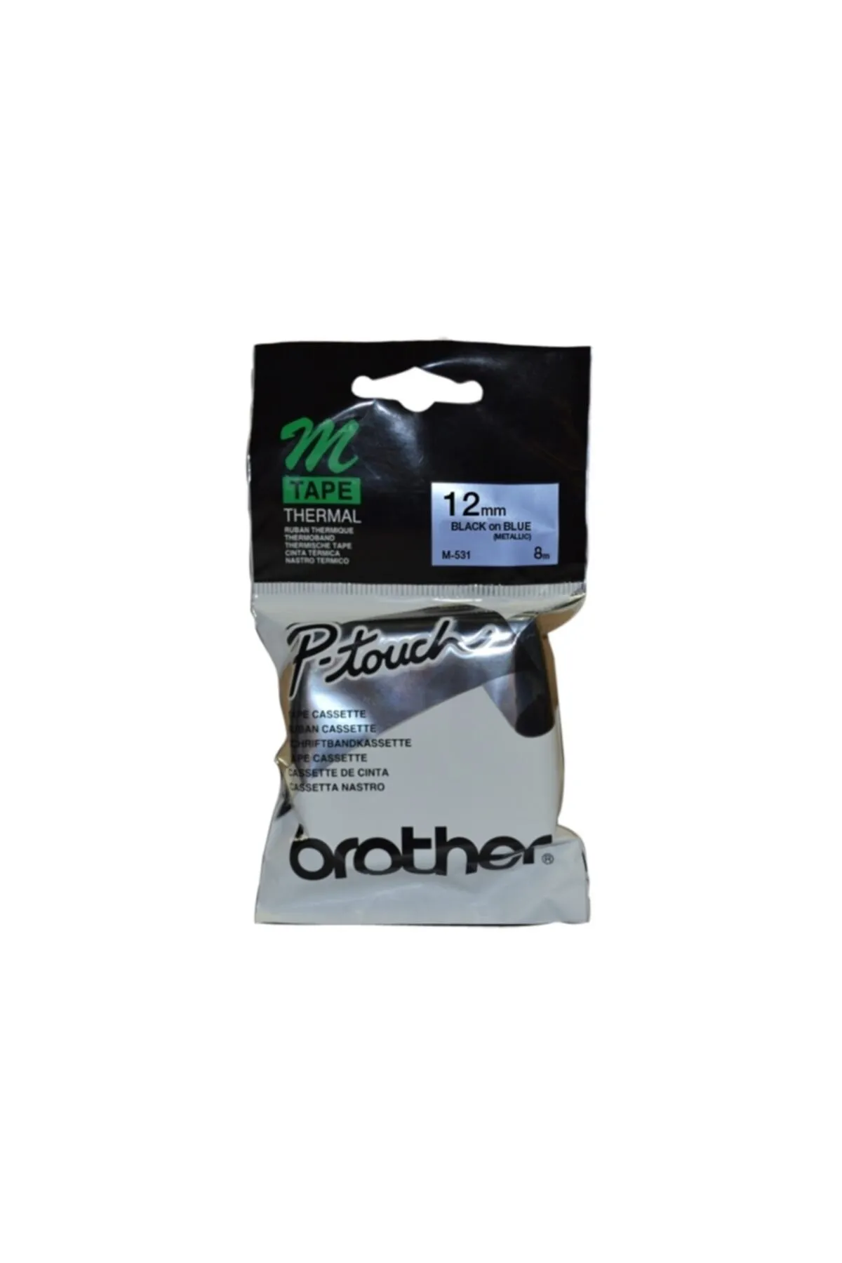 Brother M-531 Mavi Üzerine Siyah P-touch Etiket 12mm Pt-55 / Pt-60 / Pt-80