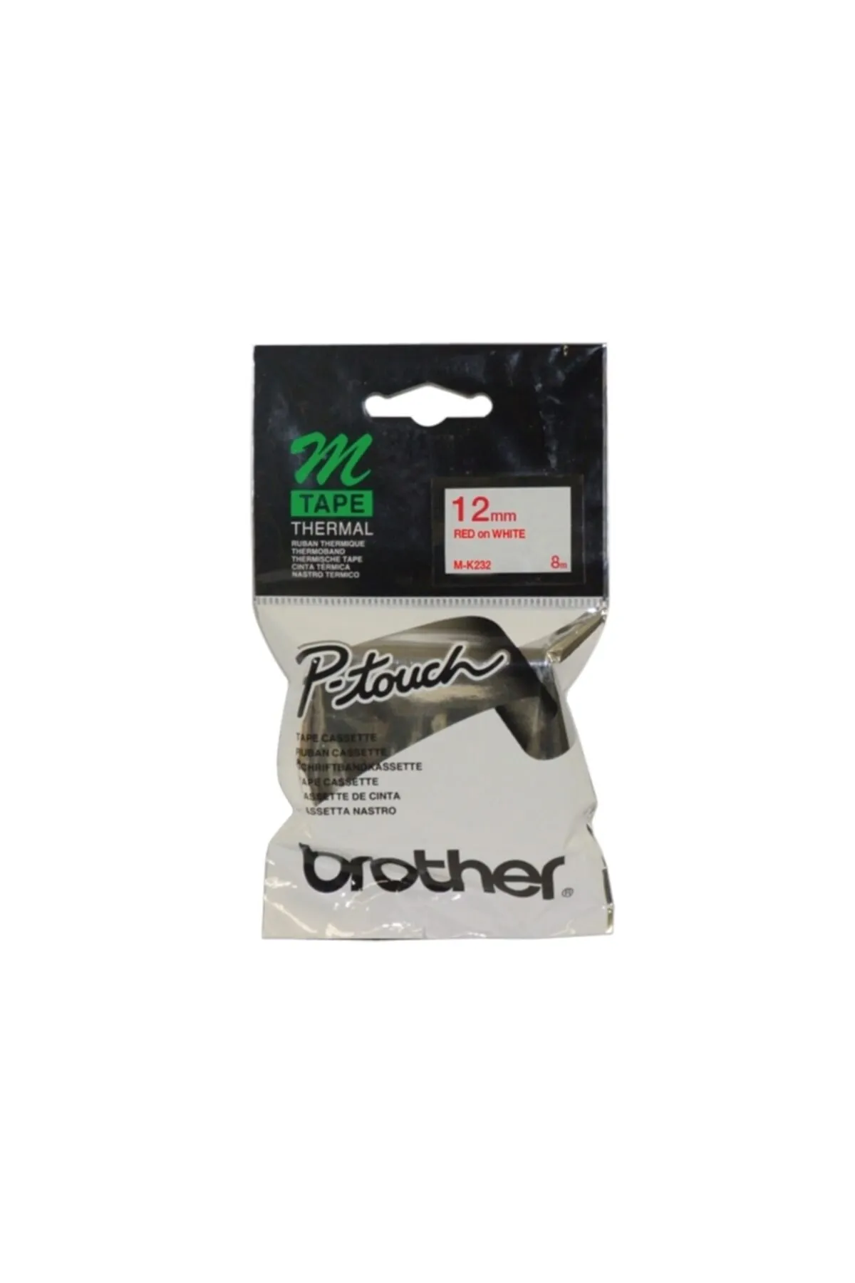 Brother M-k232 Beyaz Üzerine Kırmızı P-touch Etiket 12mm Pt-55 / Pt-60 / Pt-80