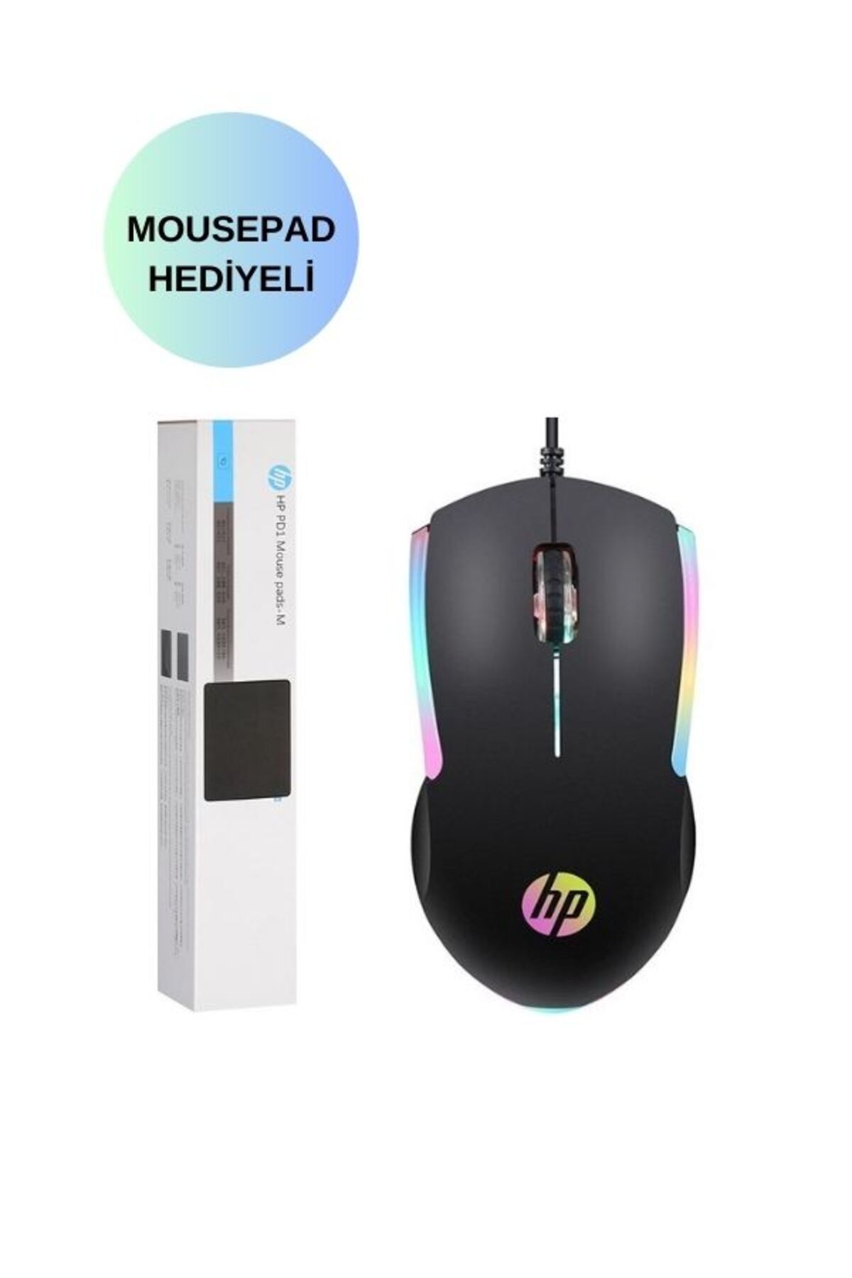 HP M160 Rgb Işıklı Kablolu Usb Gaming Mouse Ve Gaming Oyuncu 700x350mm Mouse Pad