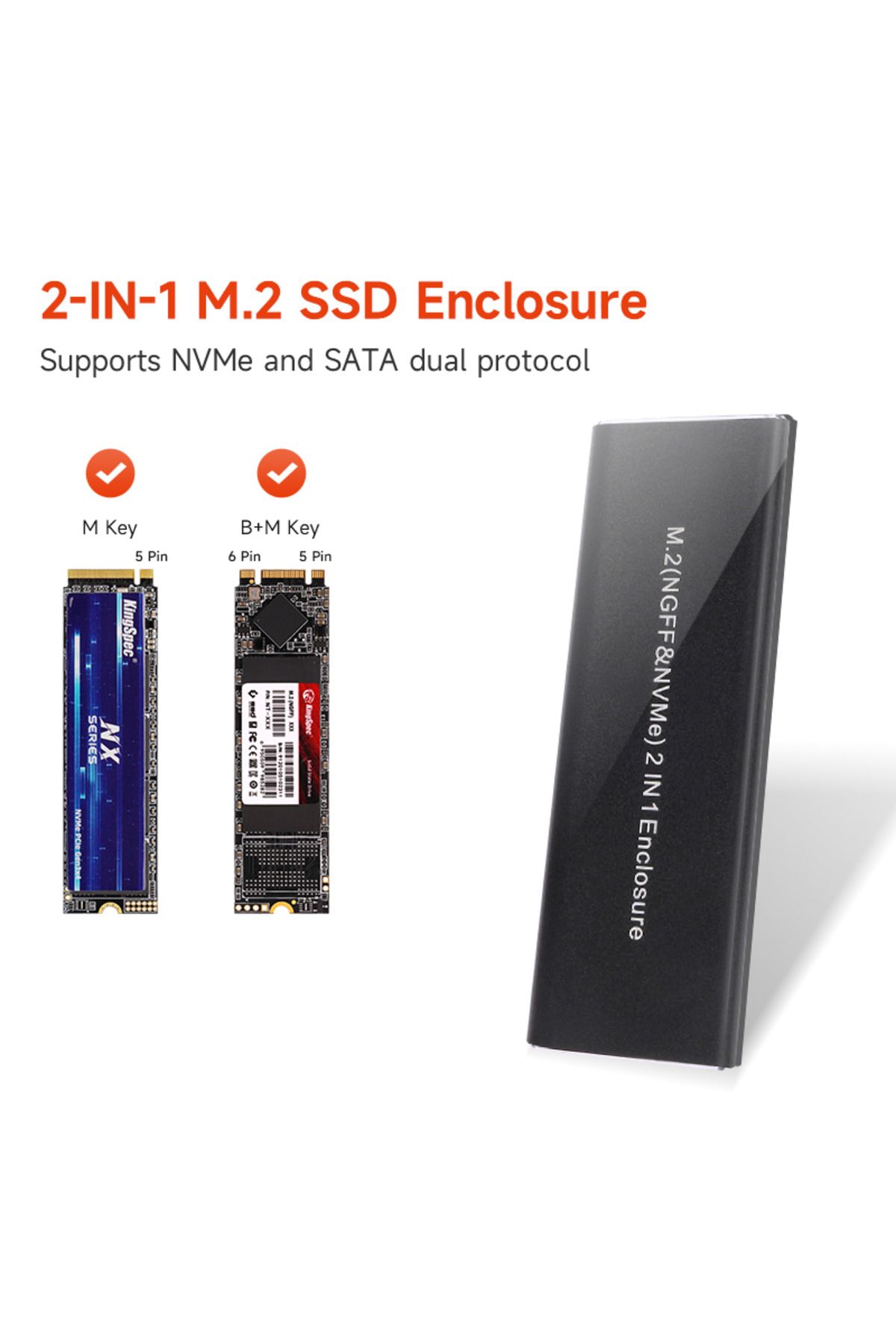 KINGSPEC M.2 NVME 2in1(ngff-nvme)