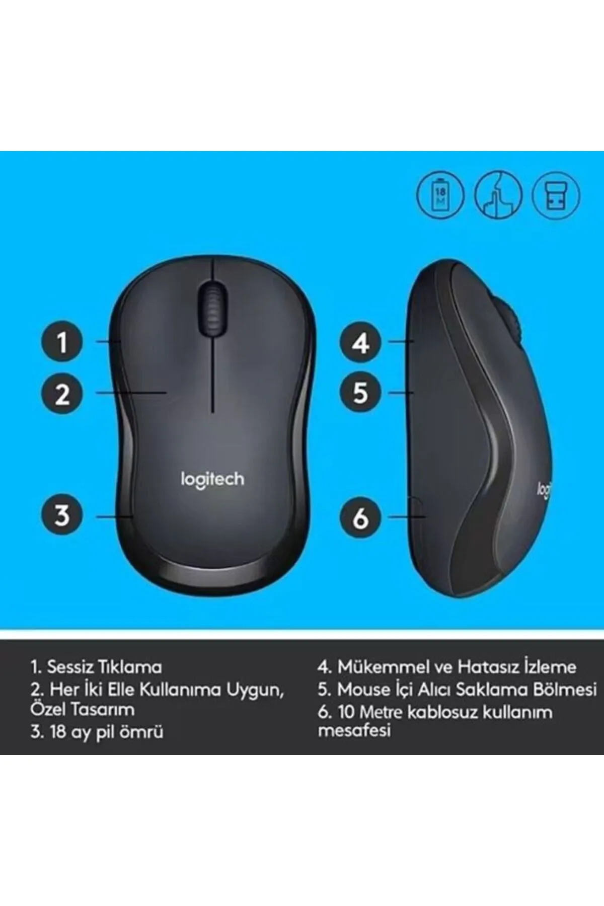 RabbitTech M220 Mouse Silent Sessiz Kablosuz  Kompakt  USB WİRELESS