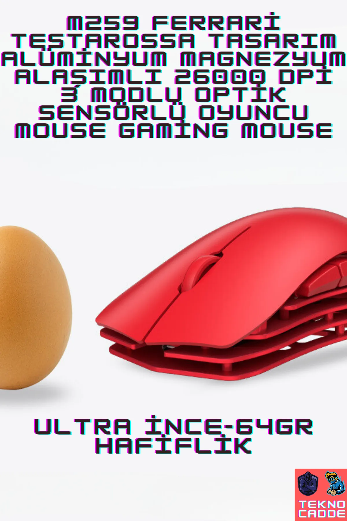 beboncool M259 Ferrari Tasarım Magnezyum Alüminyum Materyal 26000dPi 3 Mod Oyuncu Gaming Mouse