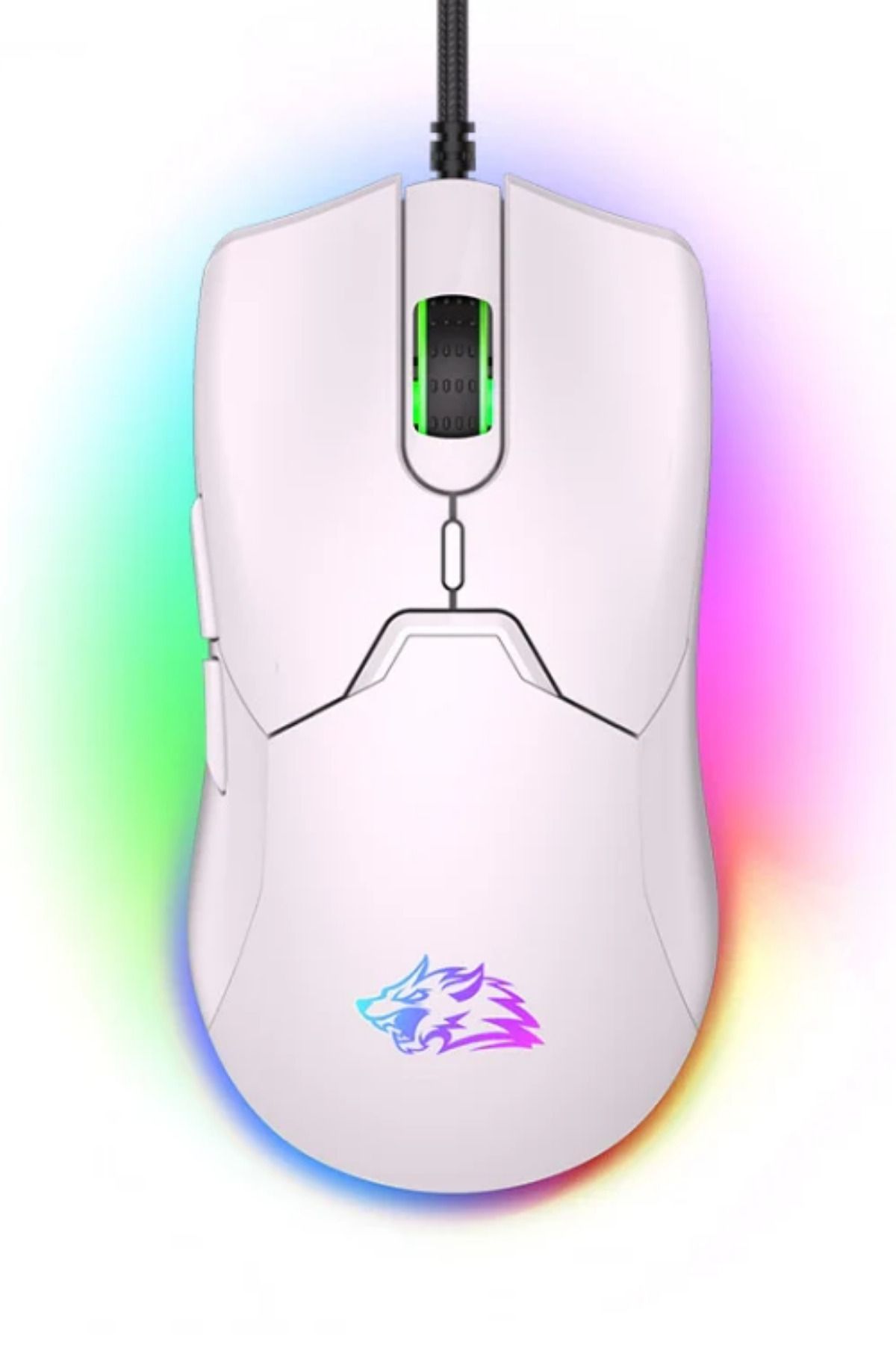 Sarftech M6 Beyaz RGB Backligt Işıklandırmalı Macrolu 7200 DPI USB Oyuncu Gaming Mouse